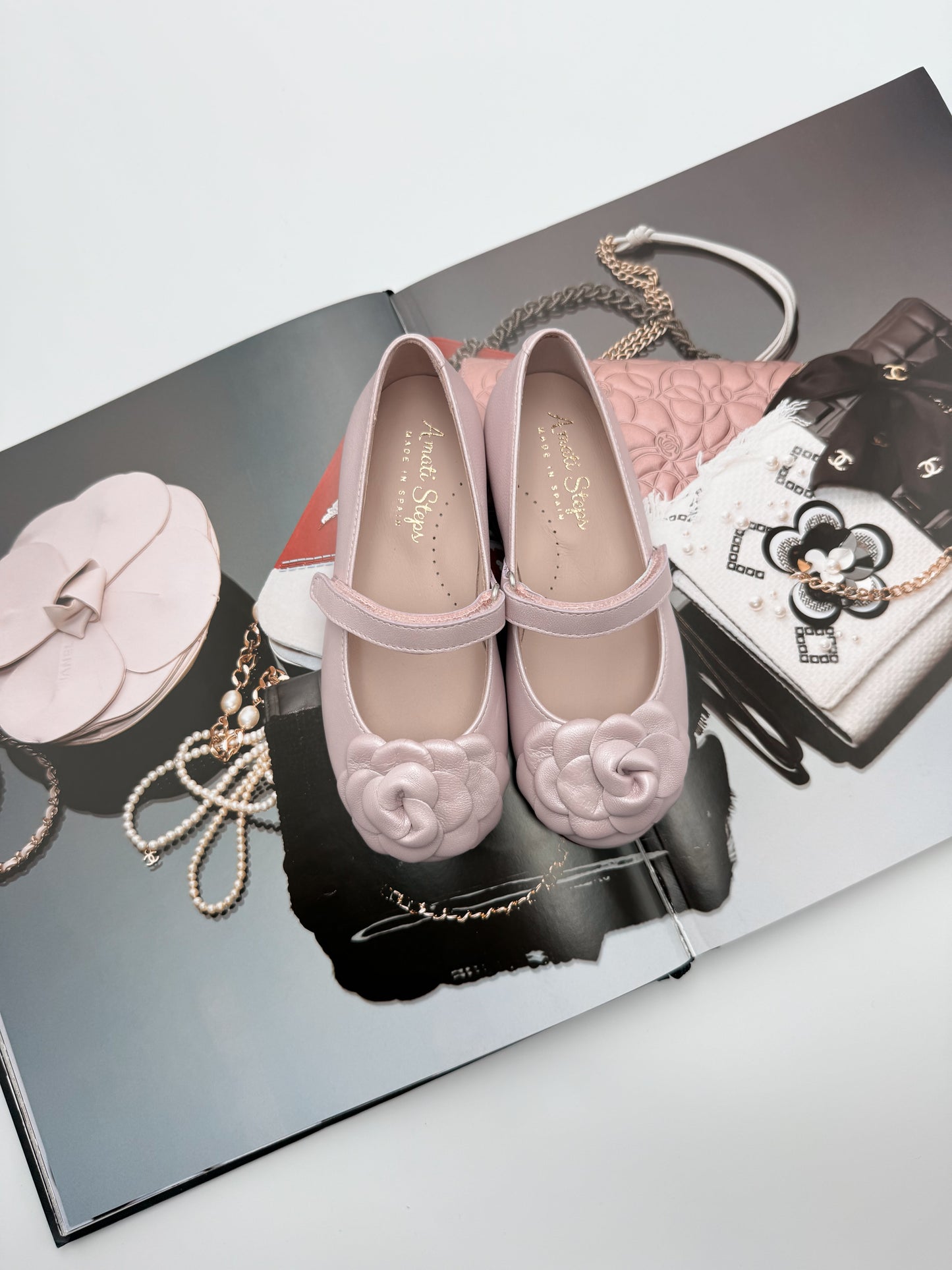 Camille- Pink Sheen Leather Mary Jane Shoes - Amati Steps