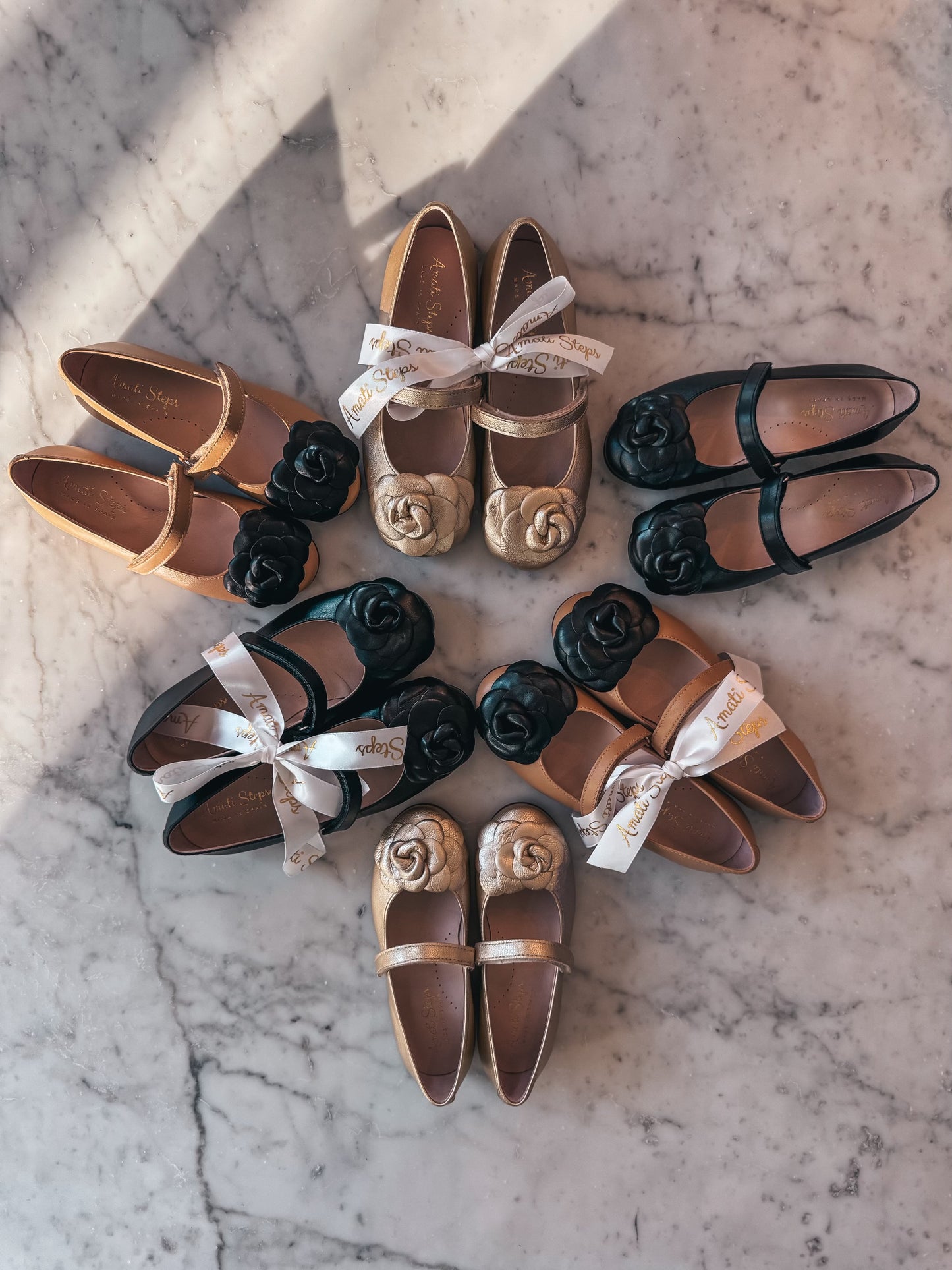 Camille- Gold Leather Mary Jane Shoes - Amati Steps