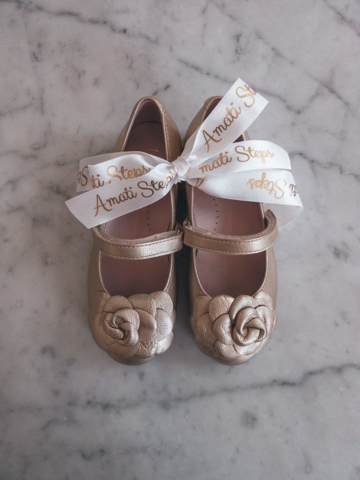 Camille- Gold Leather Mary Jane Shoes - Amati Steps