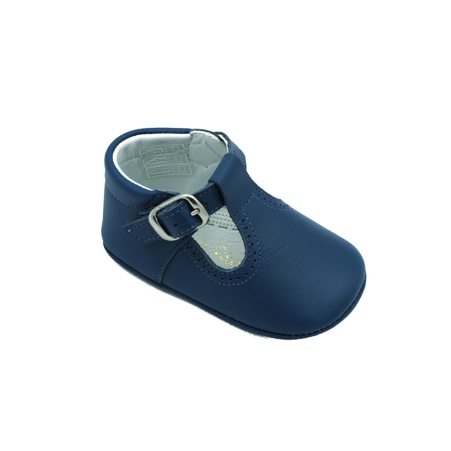 Alex-Navy Leather T-Bar Baby Shoes - Amati Steps