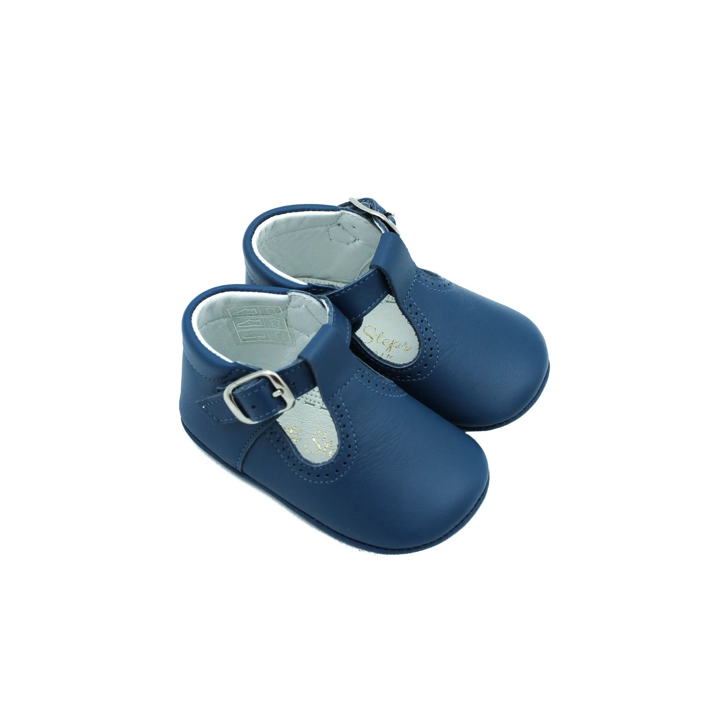 Alex-Navy Leather T-Bar Baby Shoes - Amati Steps