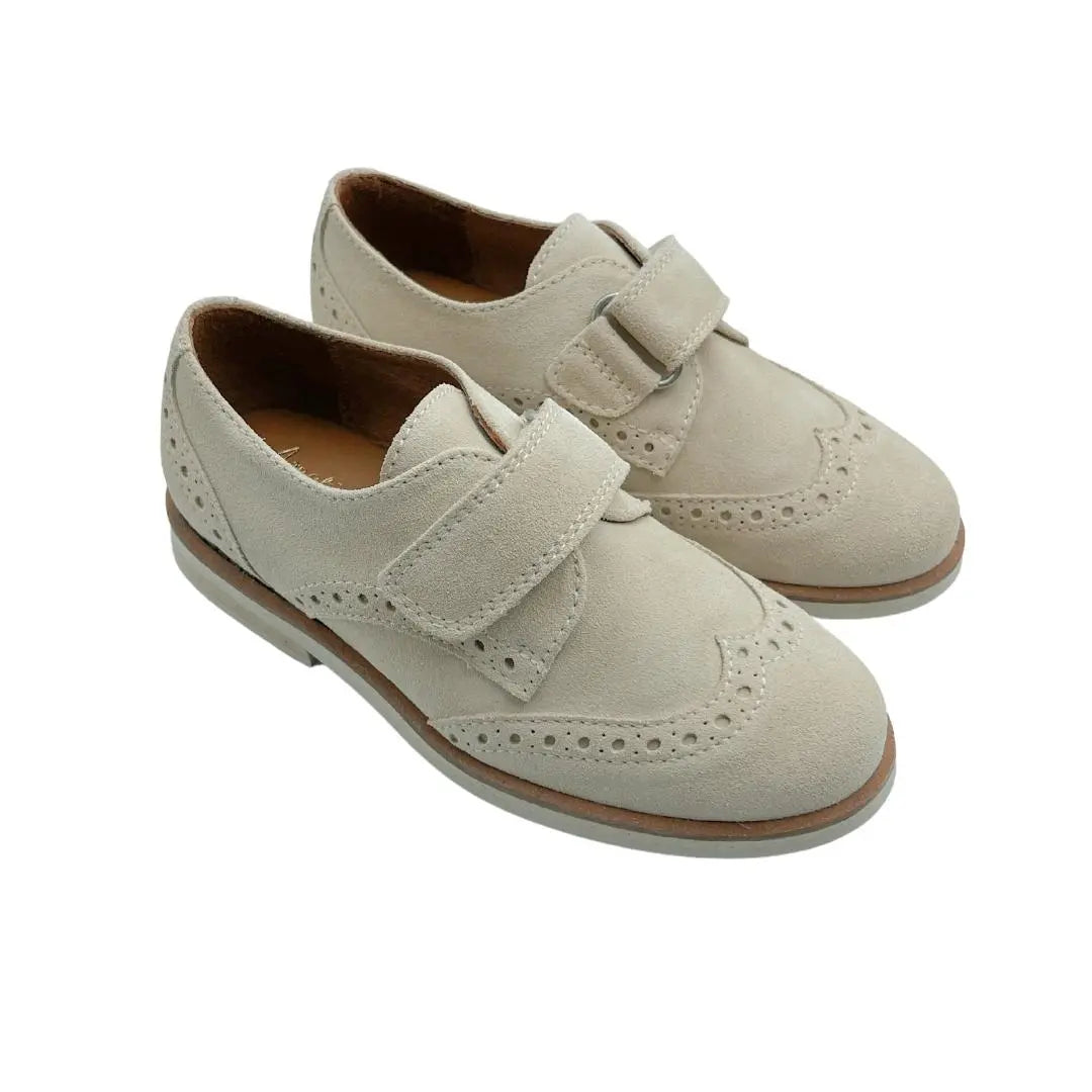 Alexander- Beige Suede Boy Dress Shoes - Amati Steps