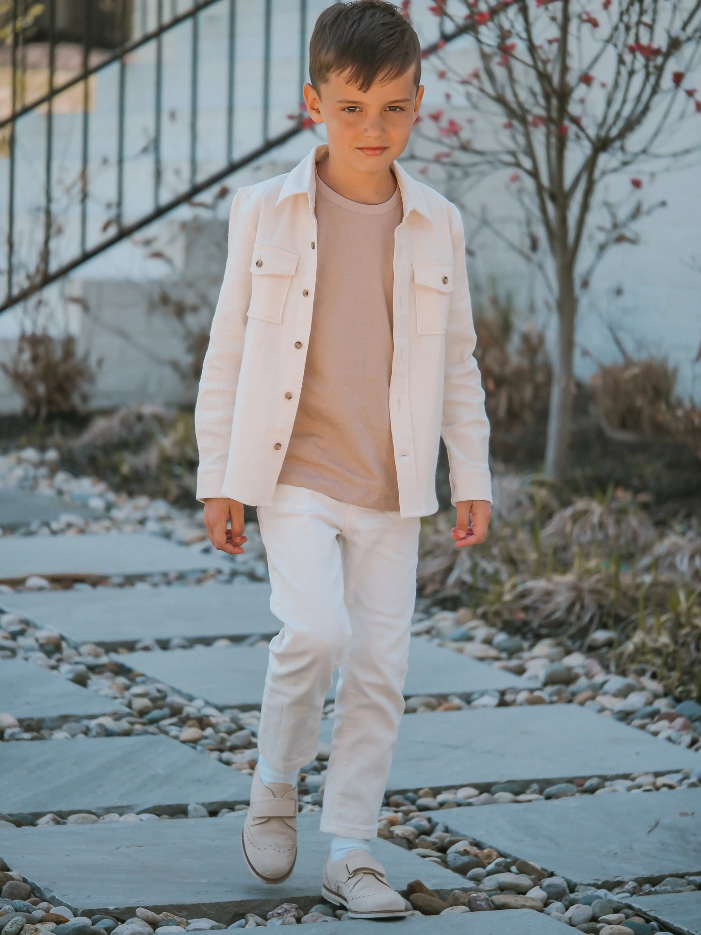 Alexander- Beige Suede Boy Dress Shoes - Amati Steps