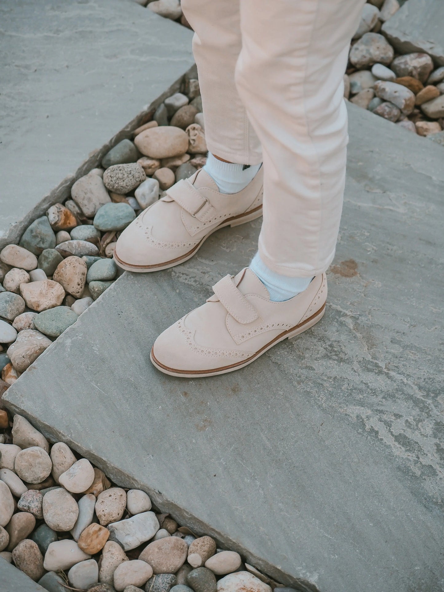 Alexander- Beige Suede Boy Dress Shoes - Amati Steps