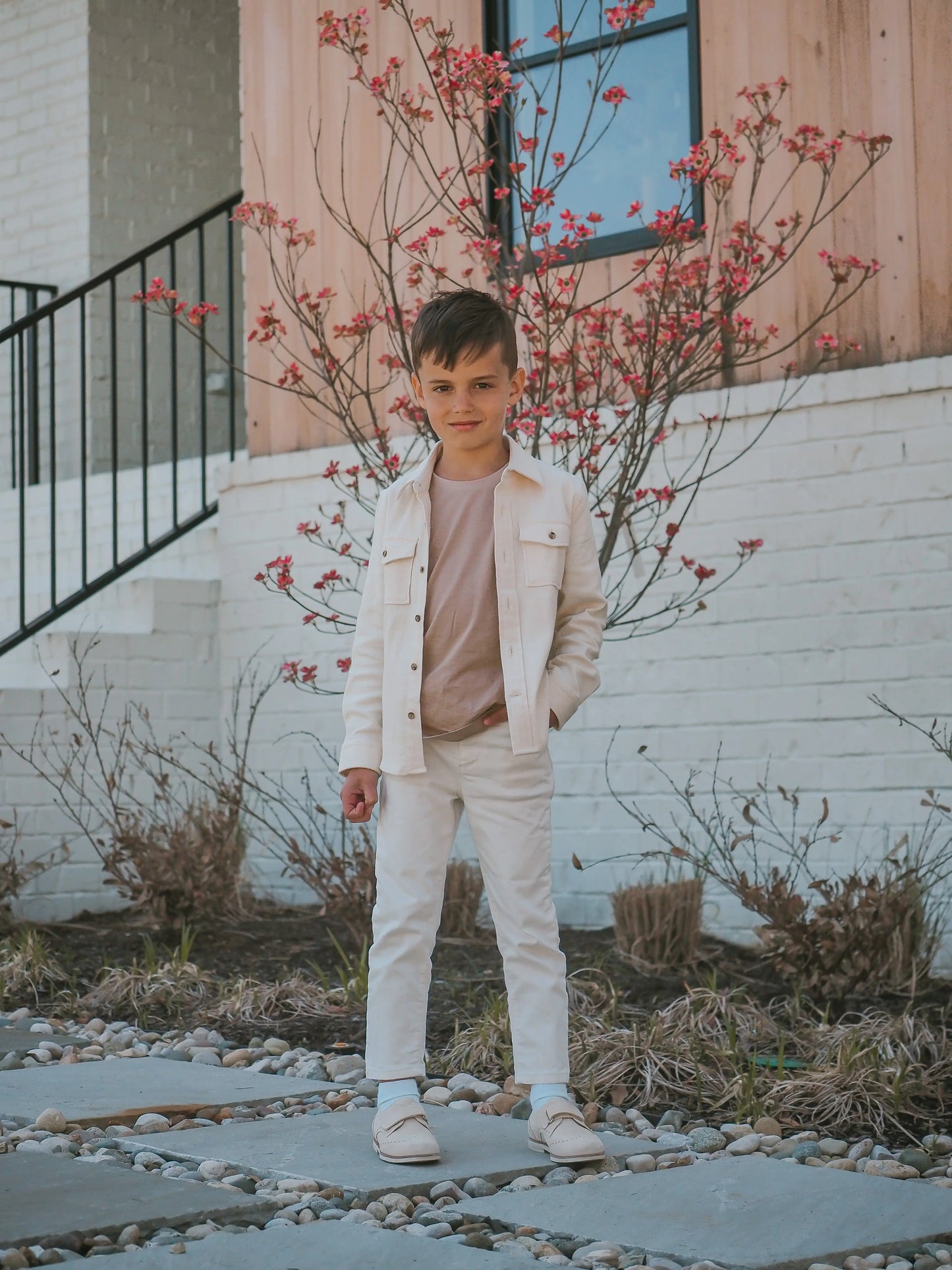 Alexander- Beige Suede Boy Dress Shoes - Amati Steps