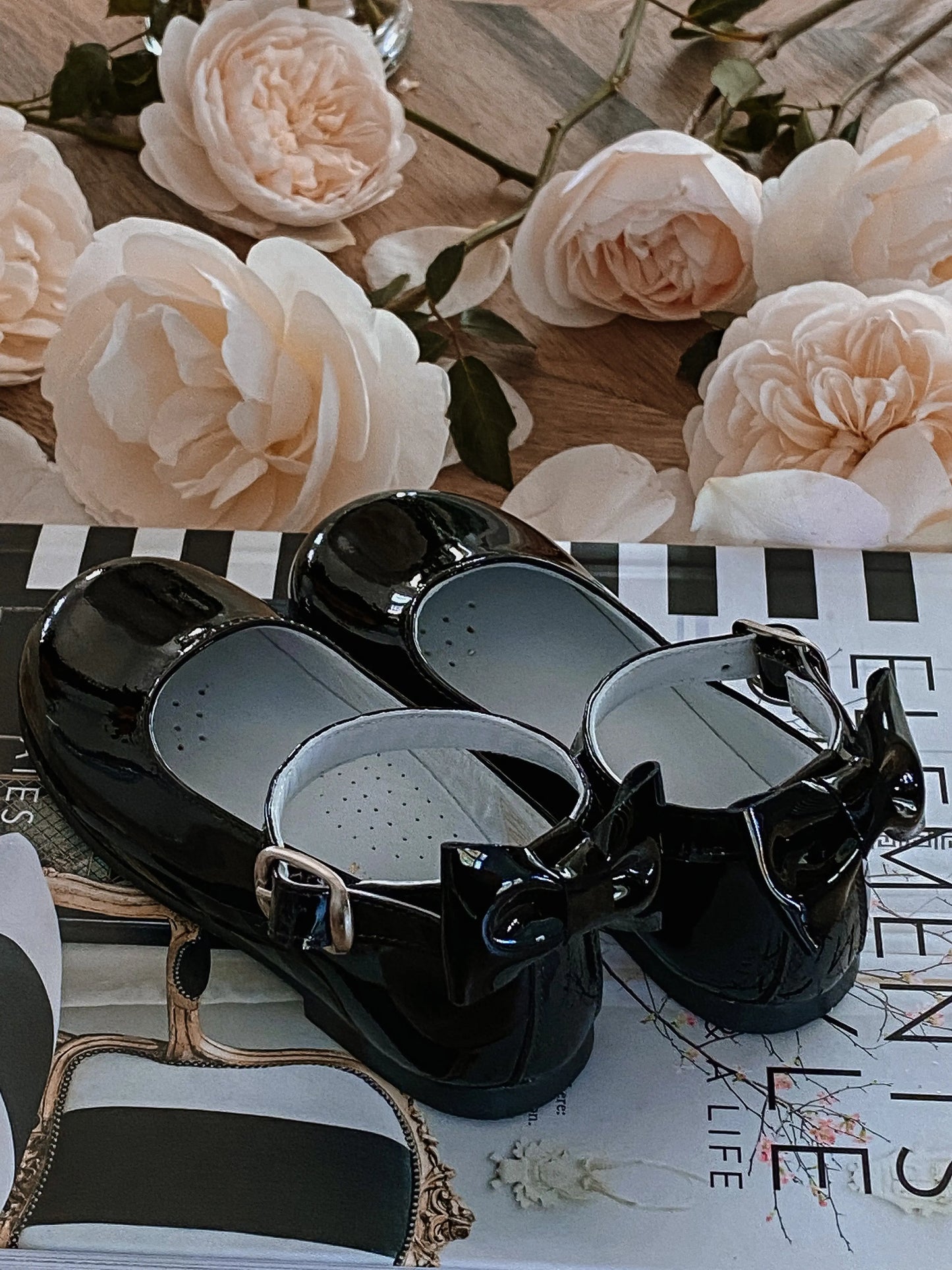Ava - Black Patent Leather Mary Jane Shoes - Amati Steps