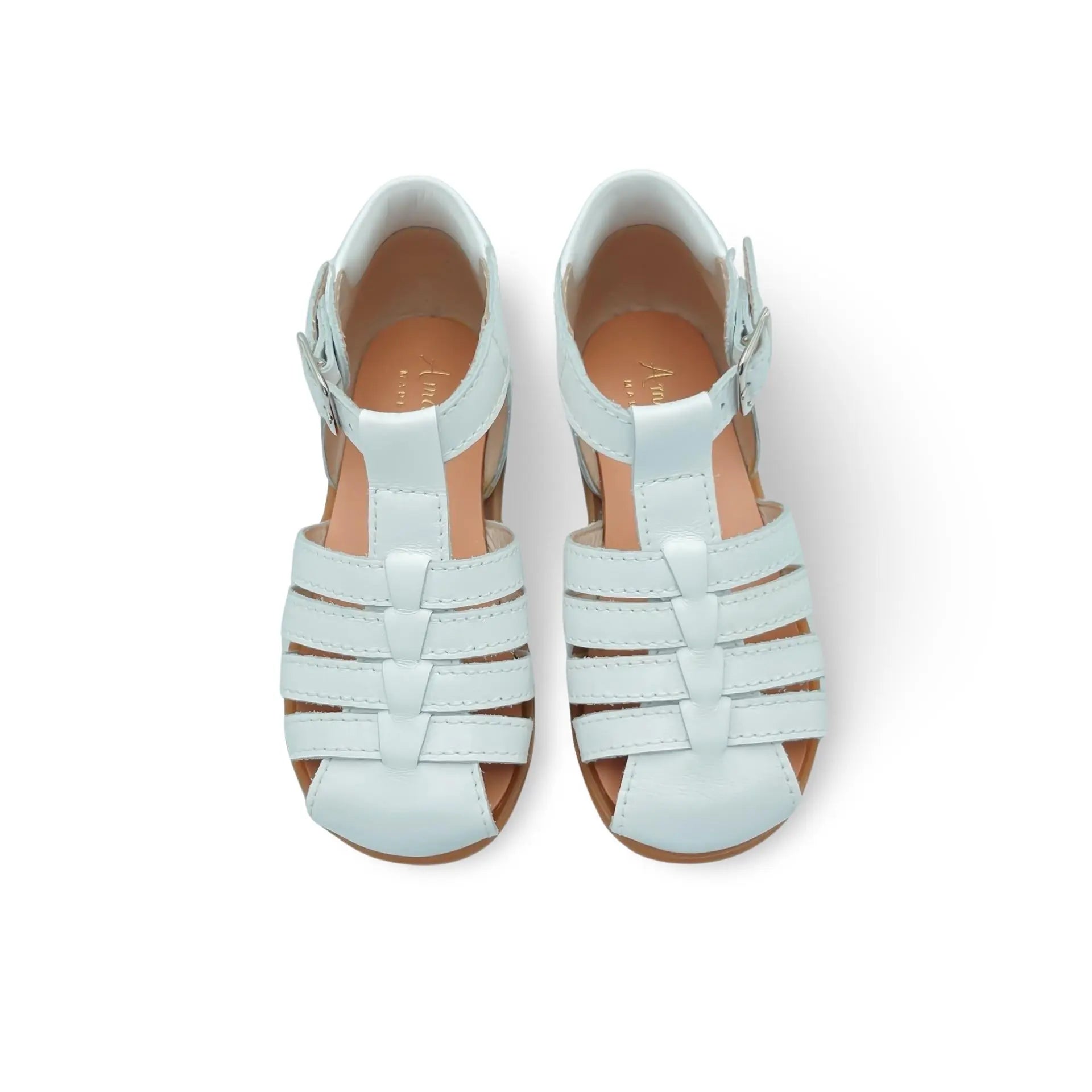 Blake- White Leather Sandals - Amati Steps
