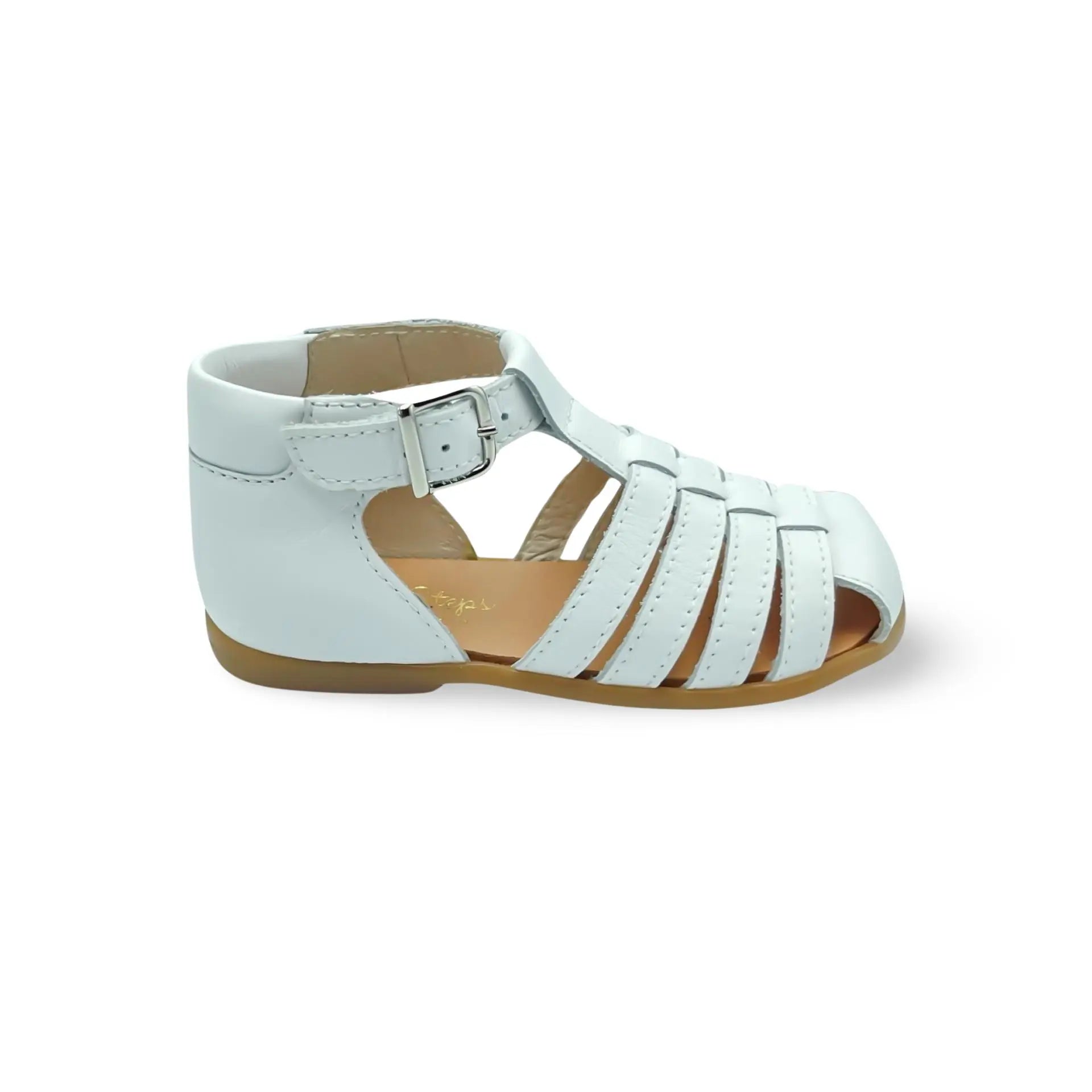 Blake- White Leather Sandals - Amati Steps