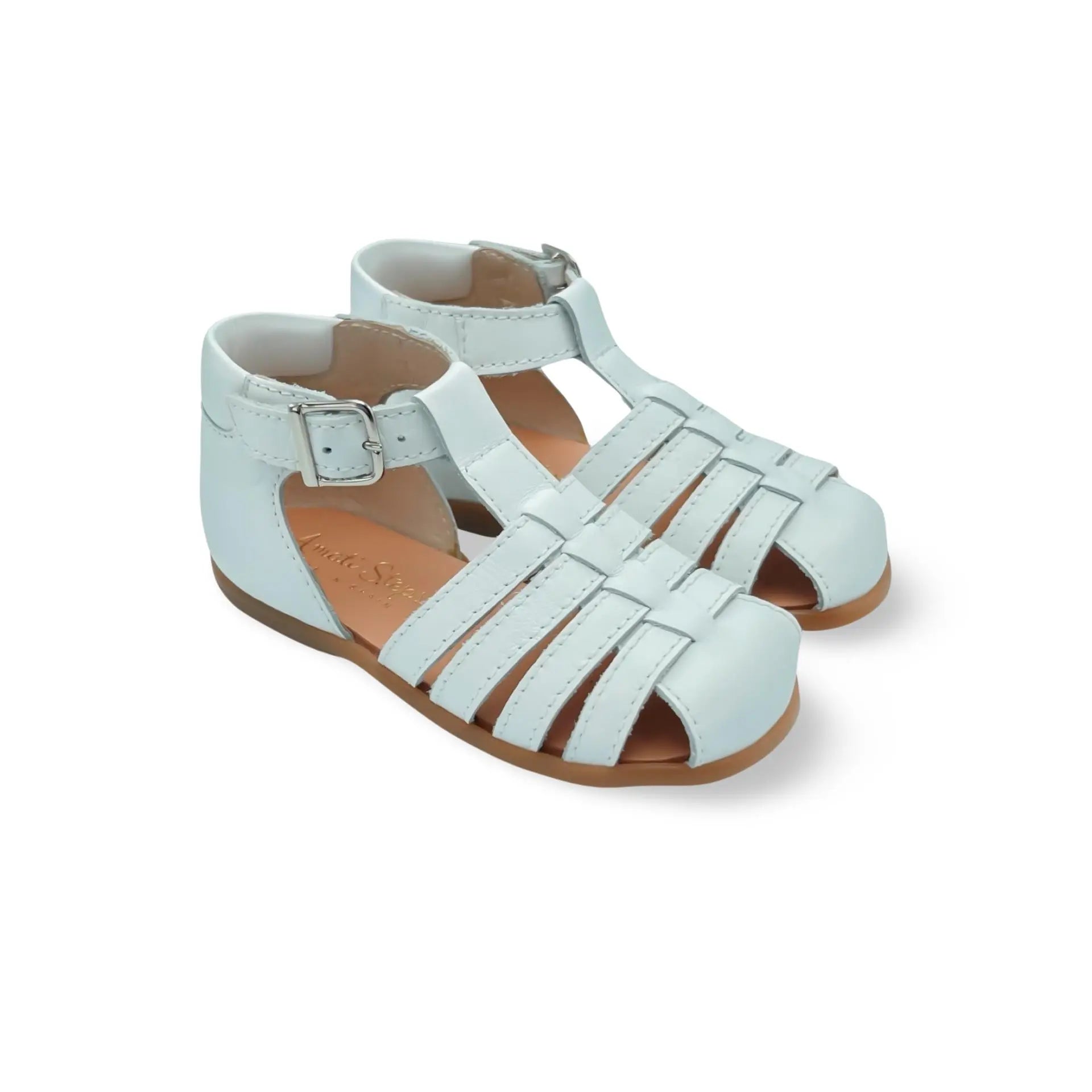 Blake- White Leather Sandals - Amati Steps