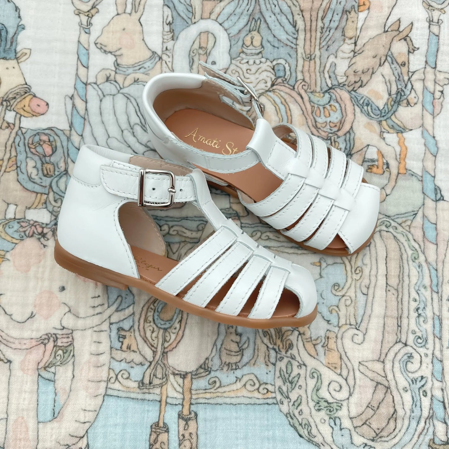 Blake- White Leather Sandals - Amati Steps