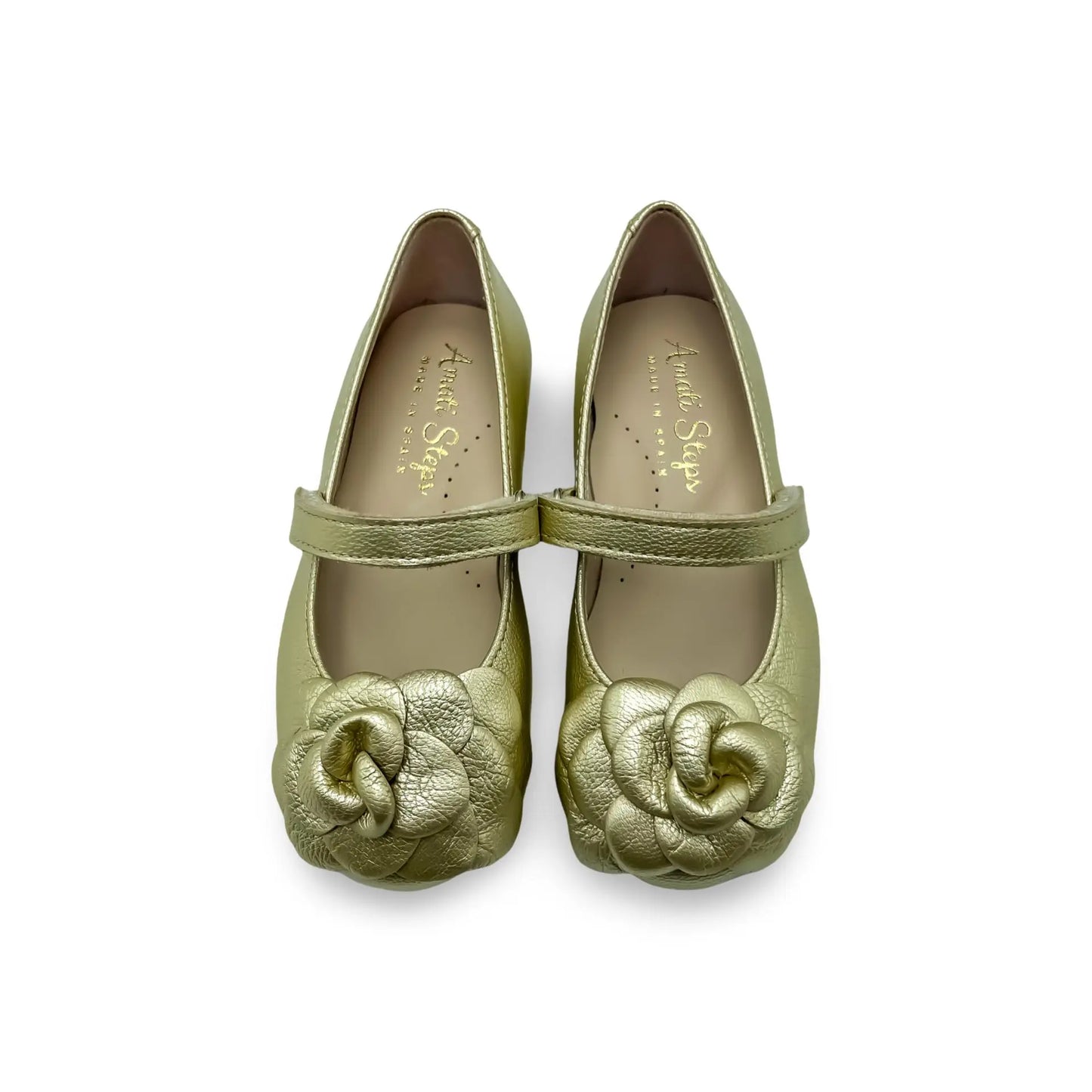 Camille- Gold Leather Mary Jane Shoes - Amati Steps