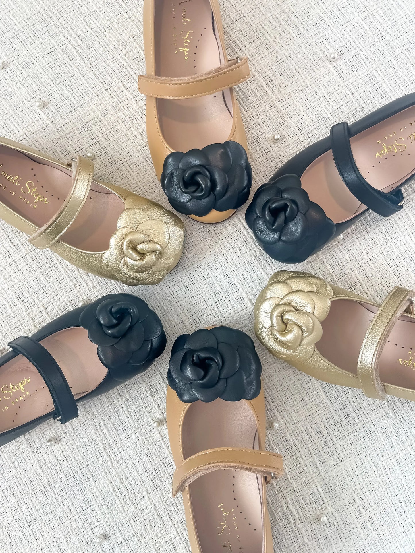 Camille- Gold Leather Mary Jane Shoes - Amati Steps