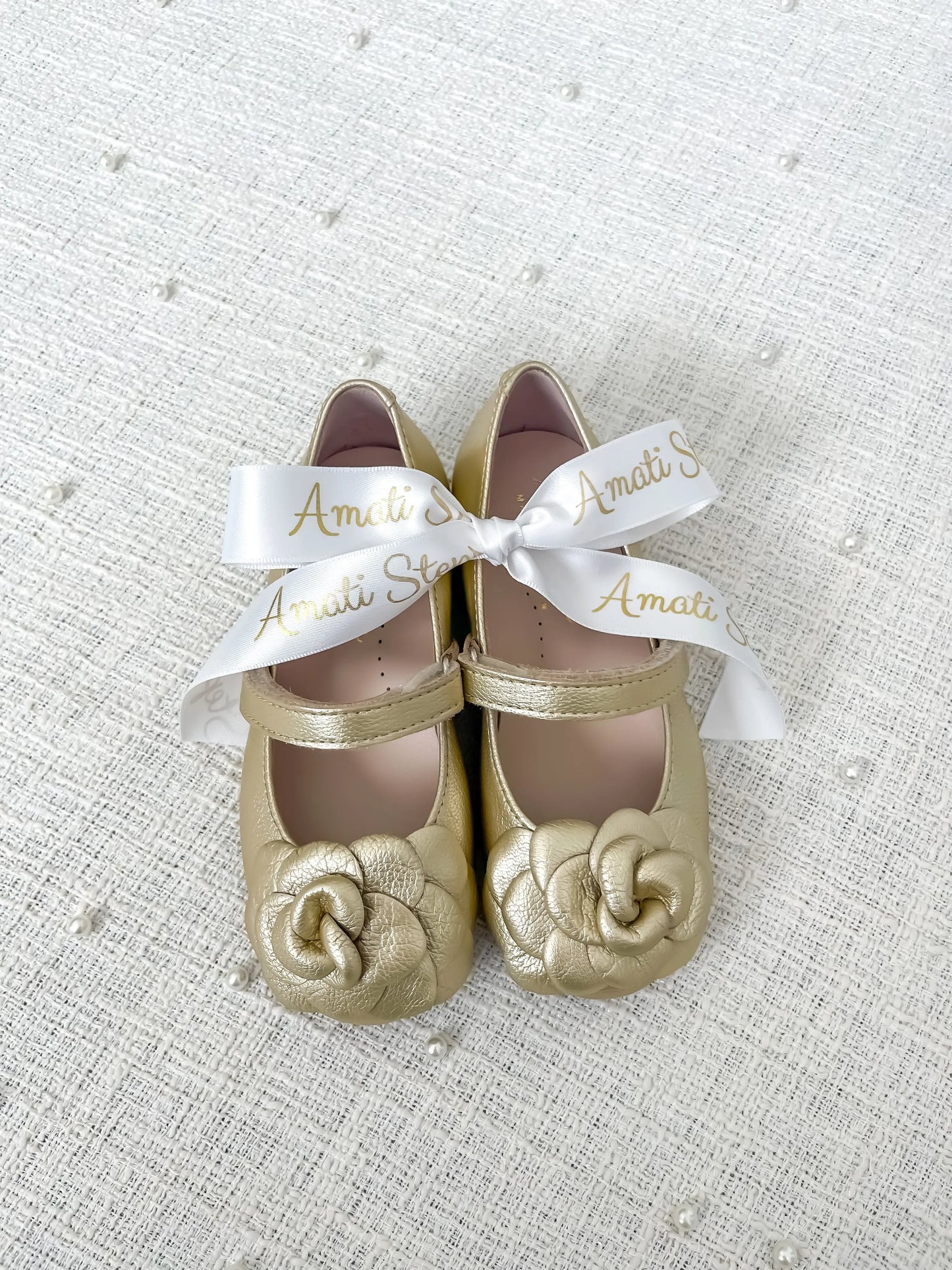 Camille- Gold Leather Mary Jane Shoes - Amati Steps