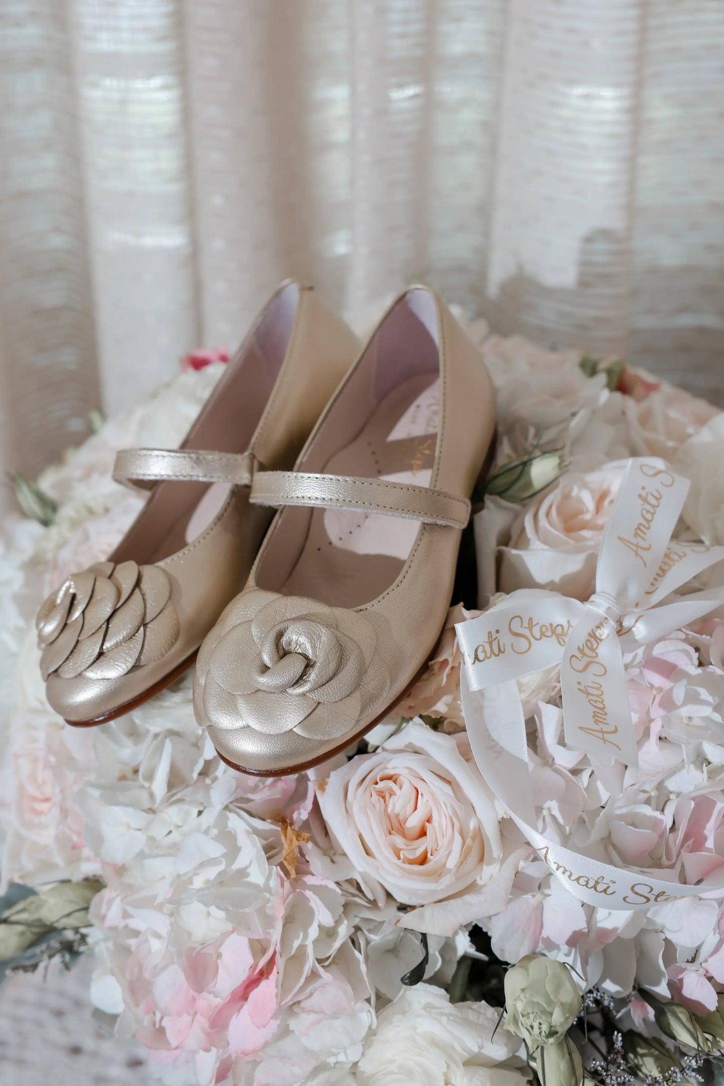Camille- Gold Leather Mary Jane Shoes - Amati Steps