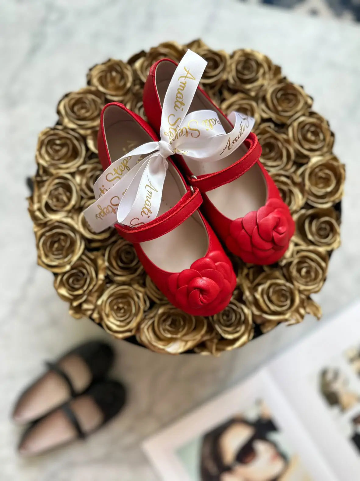 Camille- Red Leather Mary Jane Shoes - Amati Steps