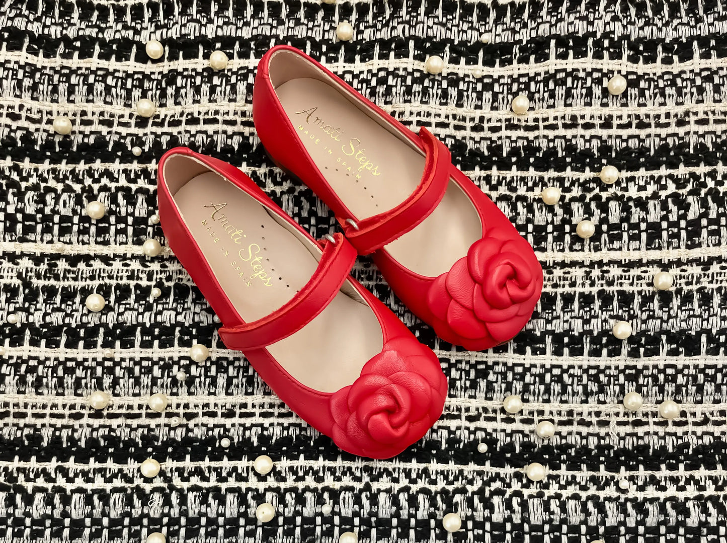 Camille- Red Leather Mary Jane Shoes - Amati Steps