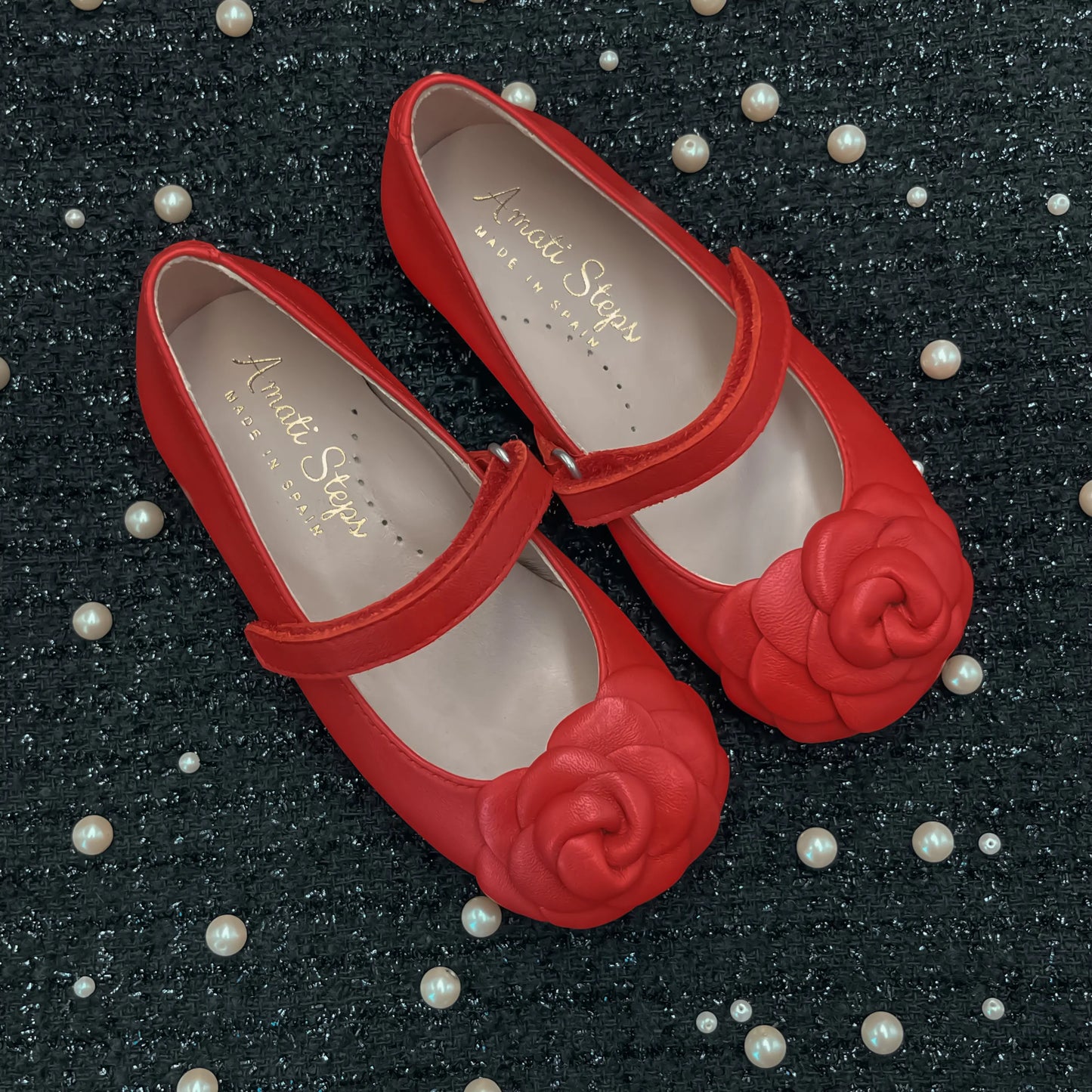 Camille- Red Leather Mary Jane Shoes - Amati Steps
