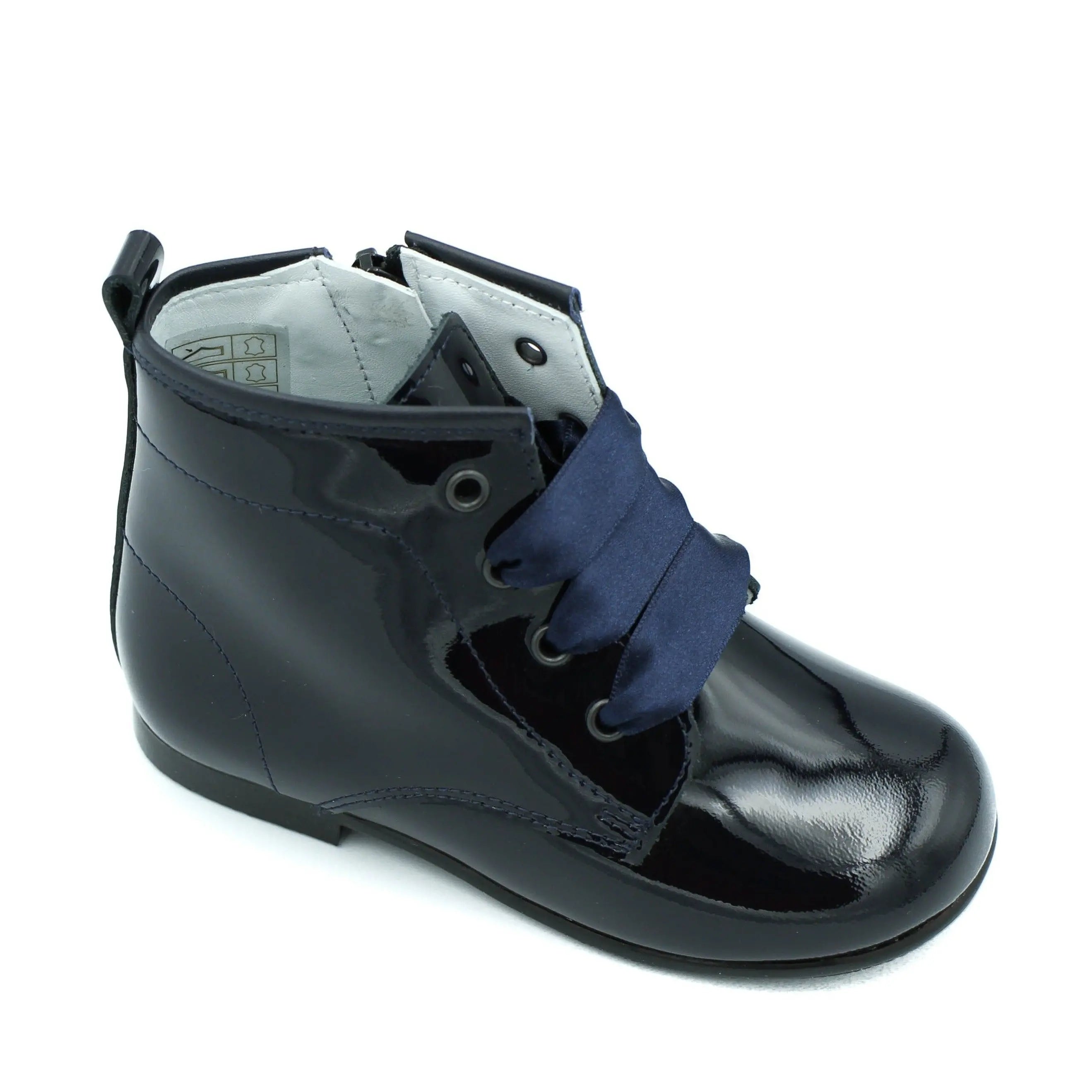 Navy patent leather boots best sale