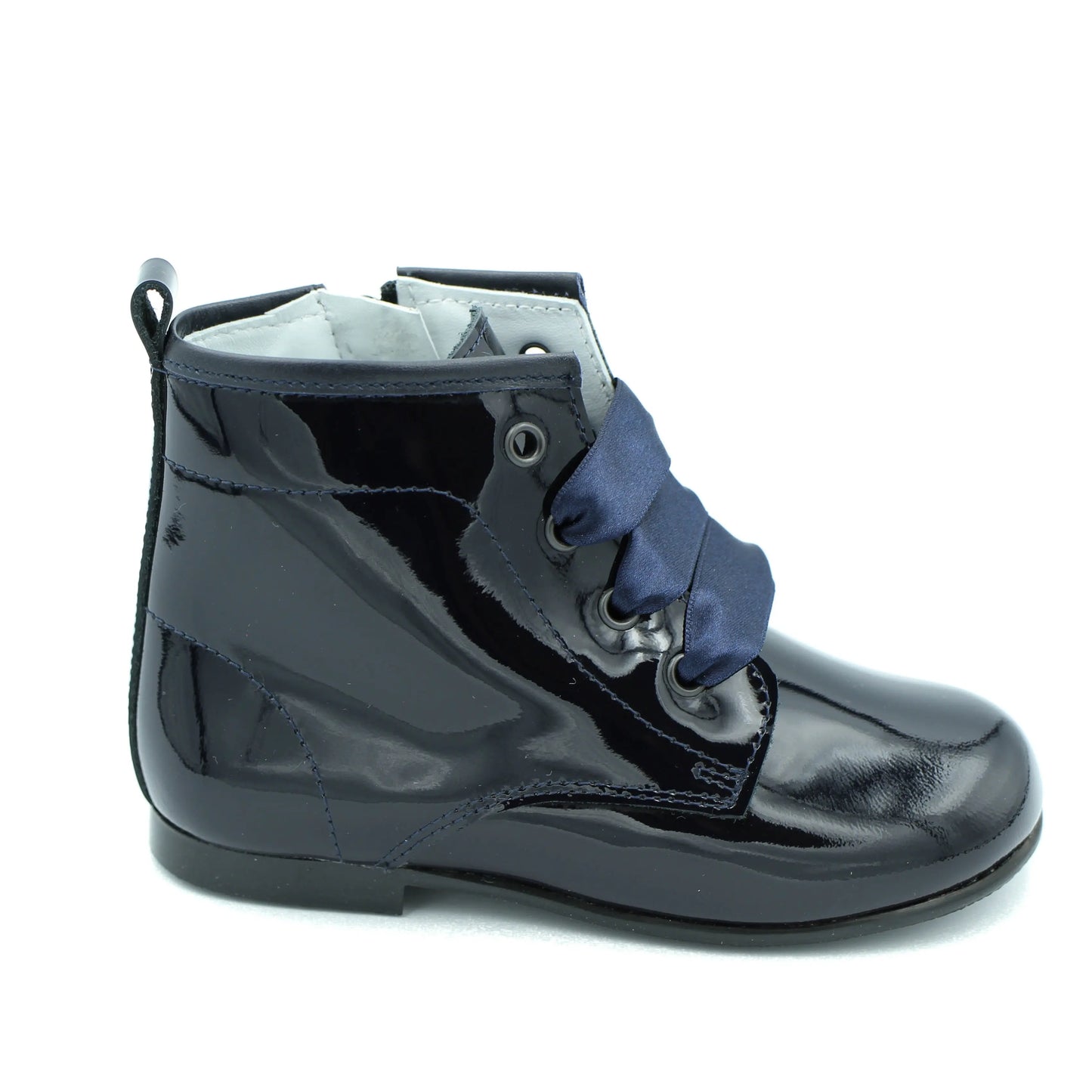 Celina- Dark Navy Patent Leather Boots - Amati Steps