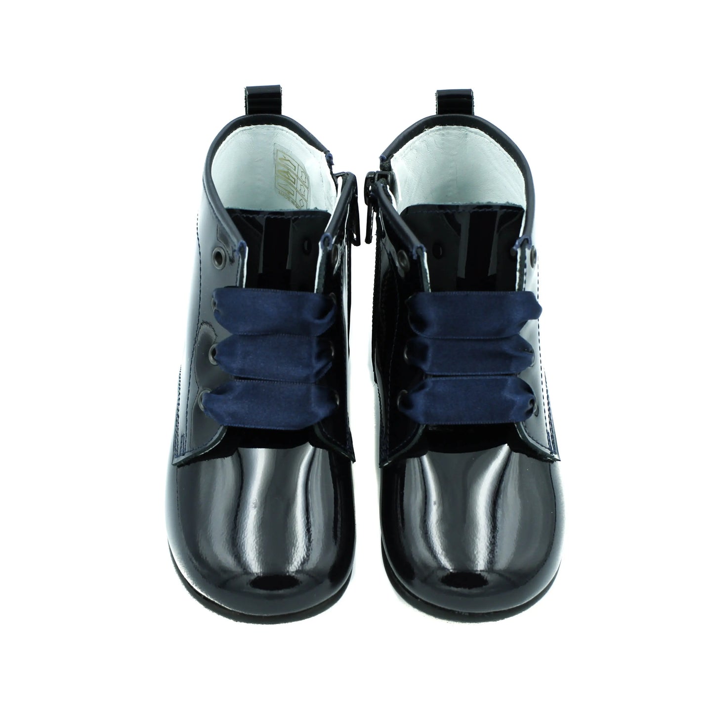 Celina- Dark Navy Patent Leather Boots - Amati Steps