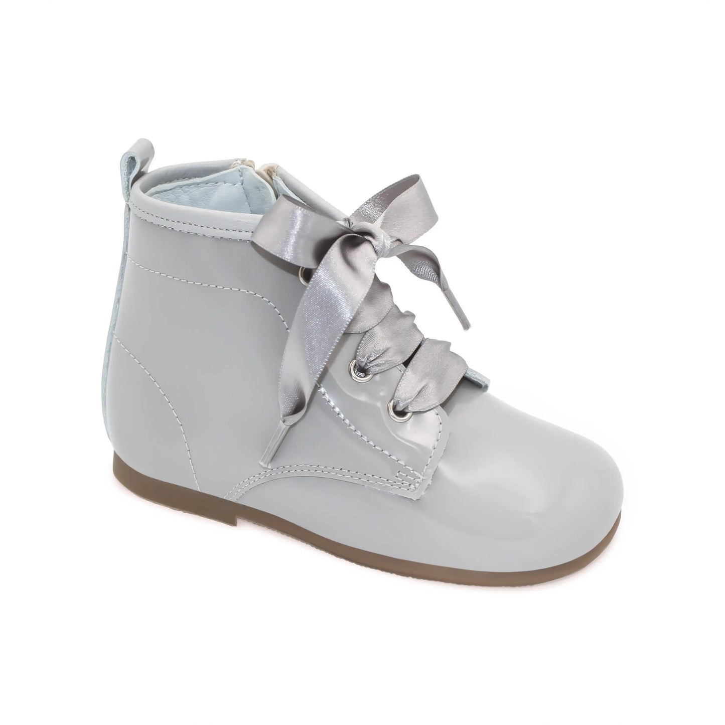 Celina - Grey Patent Leather Boots - Amati Steps