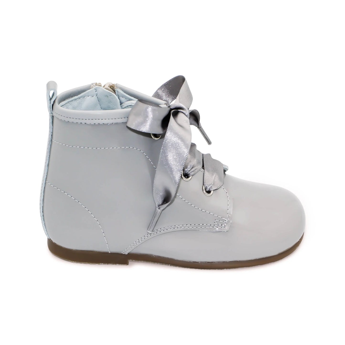 Celina - Grey Patent Leather Boots - Amati Steps
