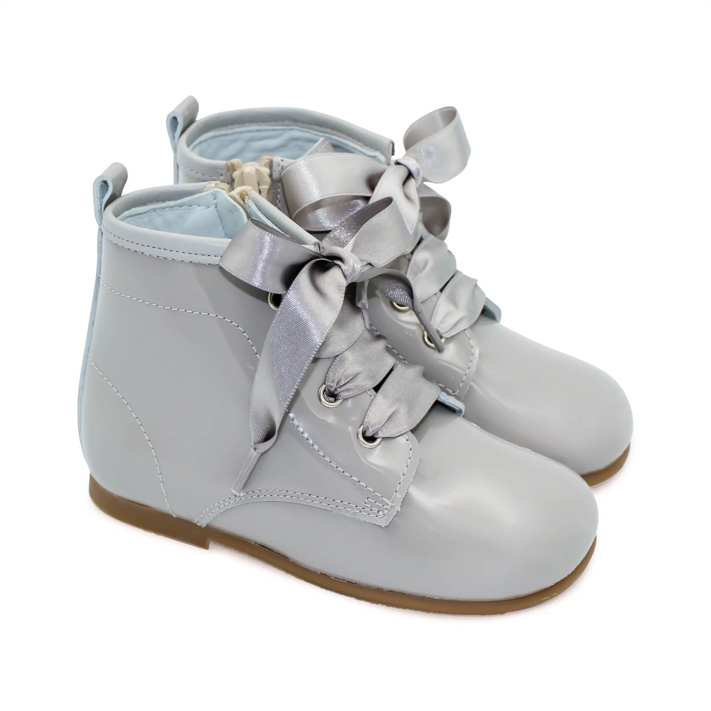 Celina - Grey Patent Leather Boots - Amati Steps