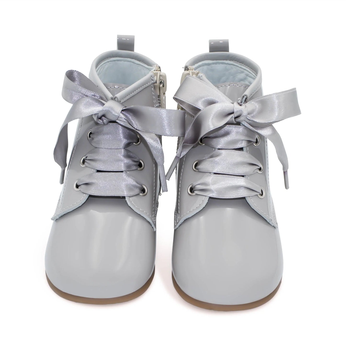 Celina - Grey Patent Leather Boots - Amati Steps
