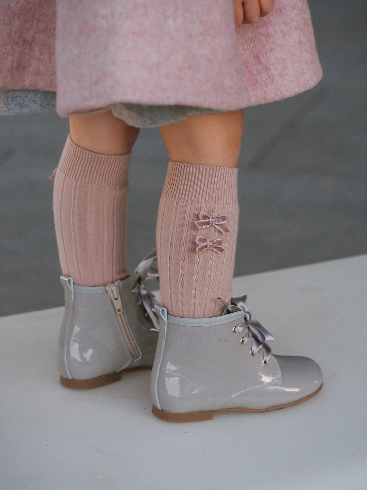 Celina - Grey Patent Leather Boots - Amati Steps