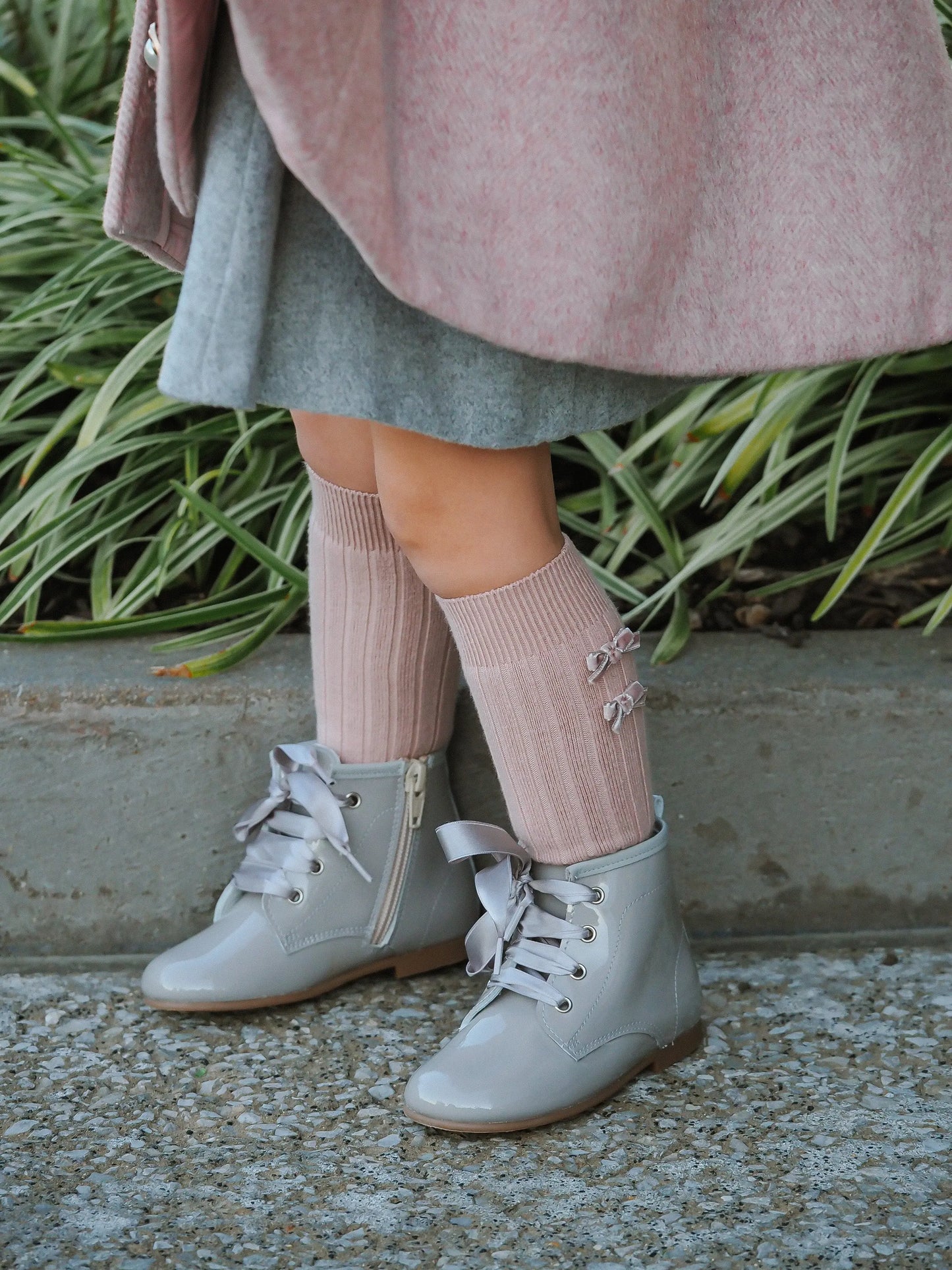 Celina - Grey Patent Leather Boots - Amati Steps