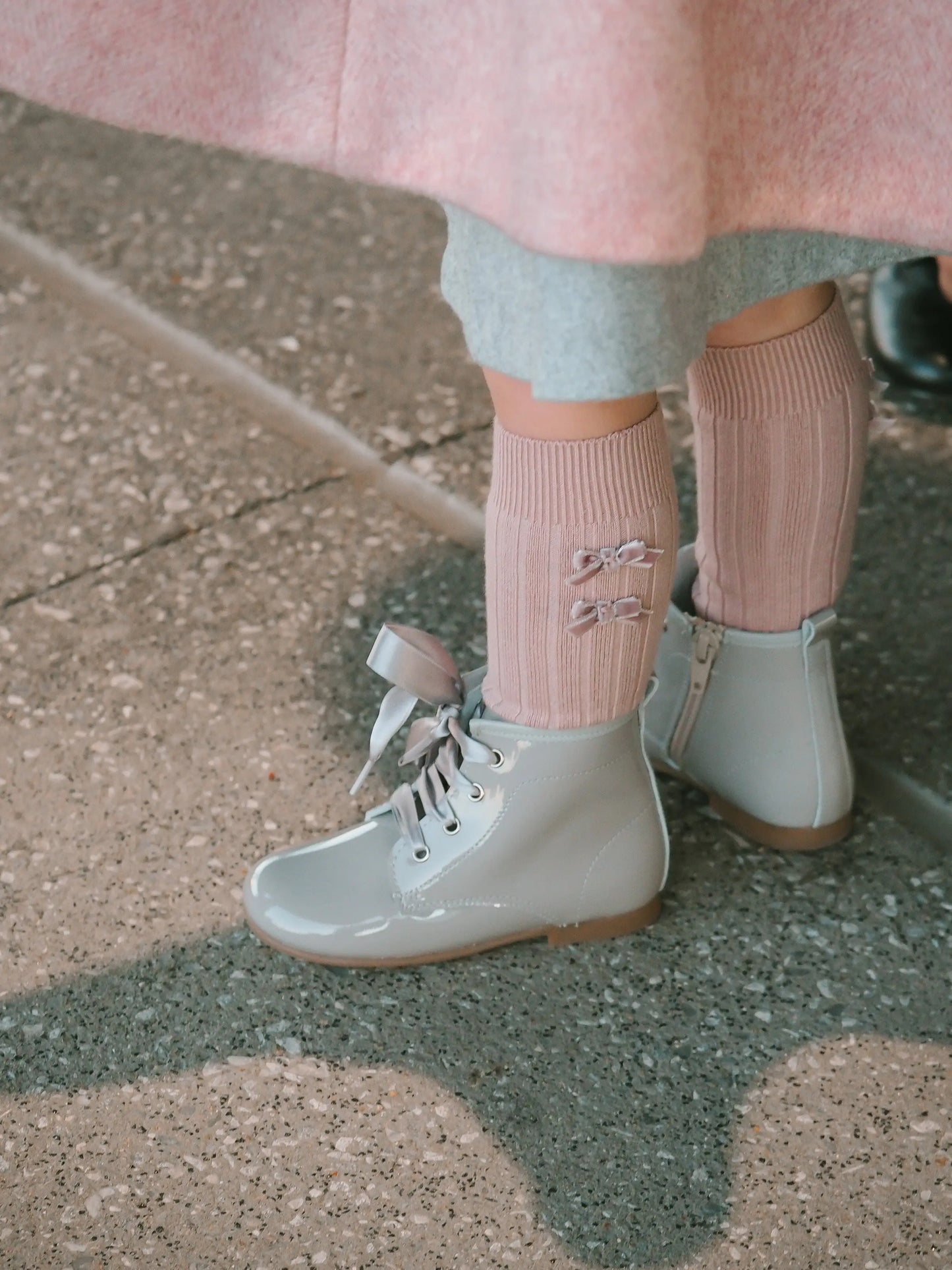 Celina - Grey Patent Leather Boots - Amati Steps