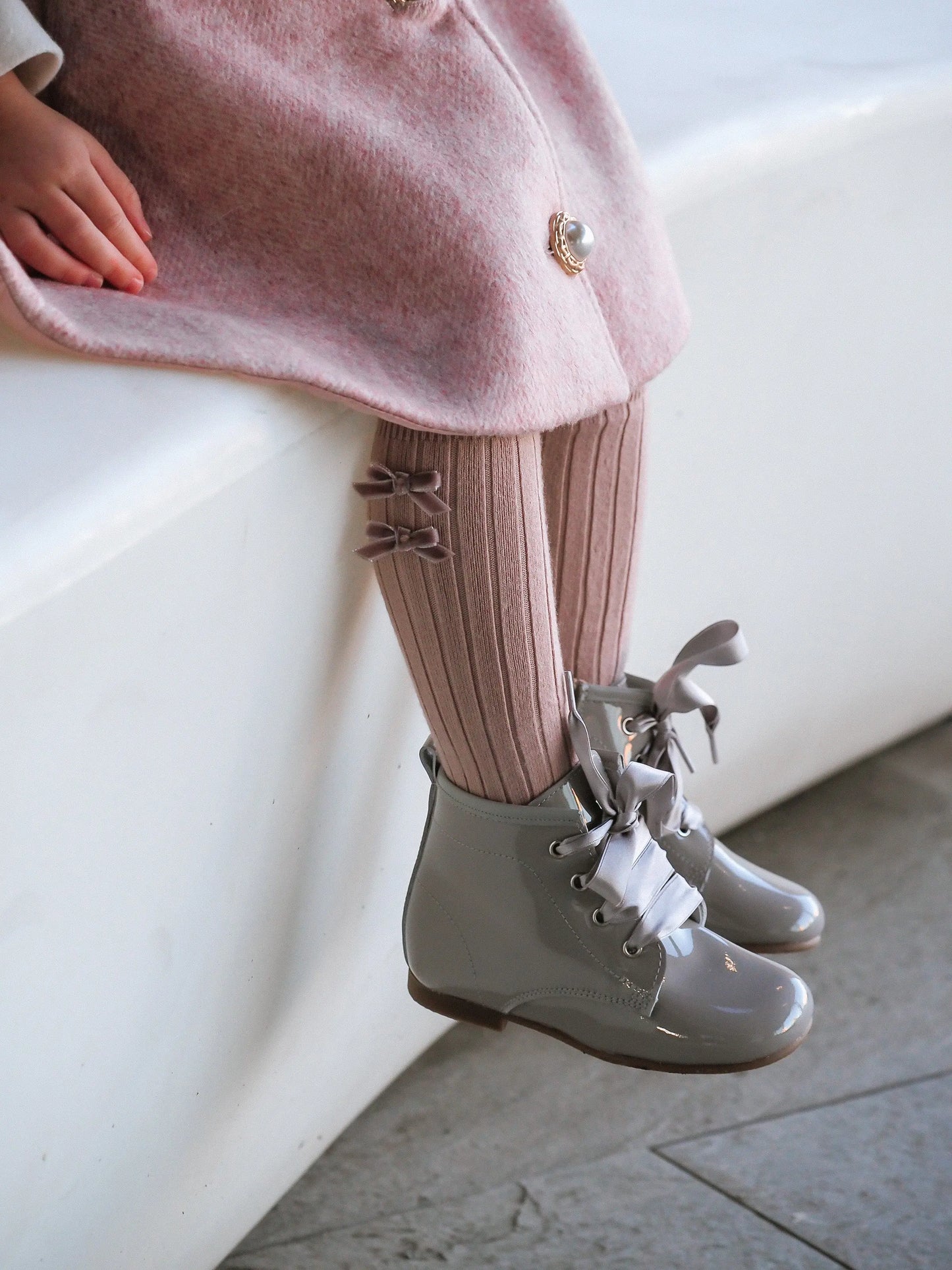 Celina - Grey Patent Leather Boots - Amati Steps