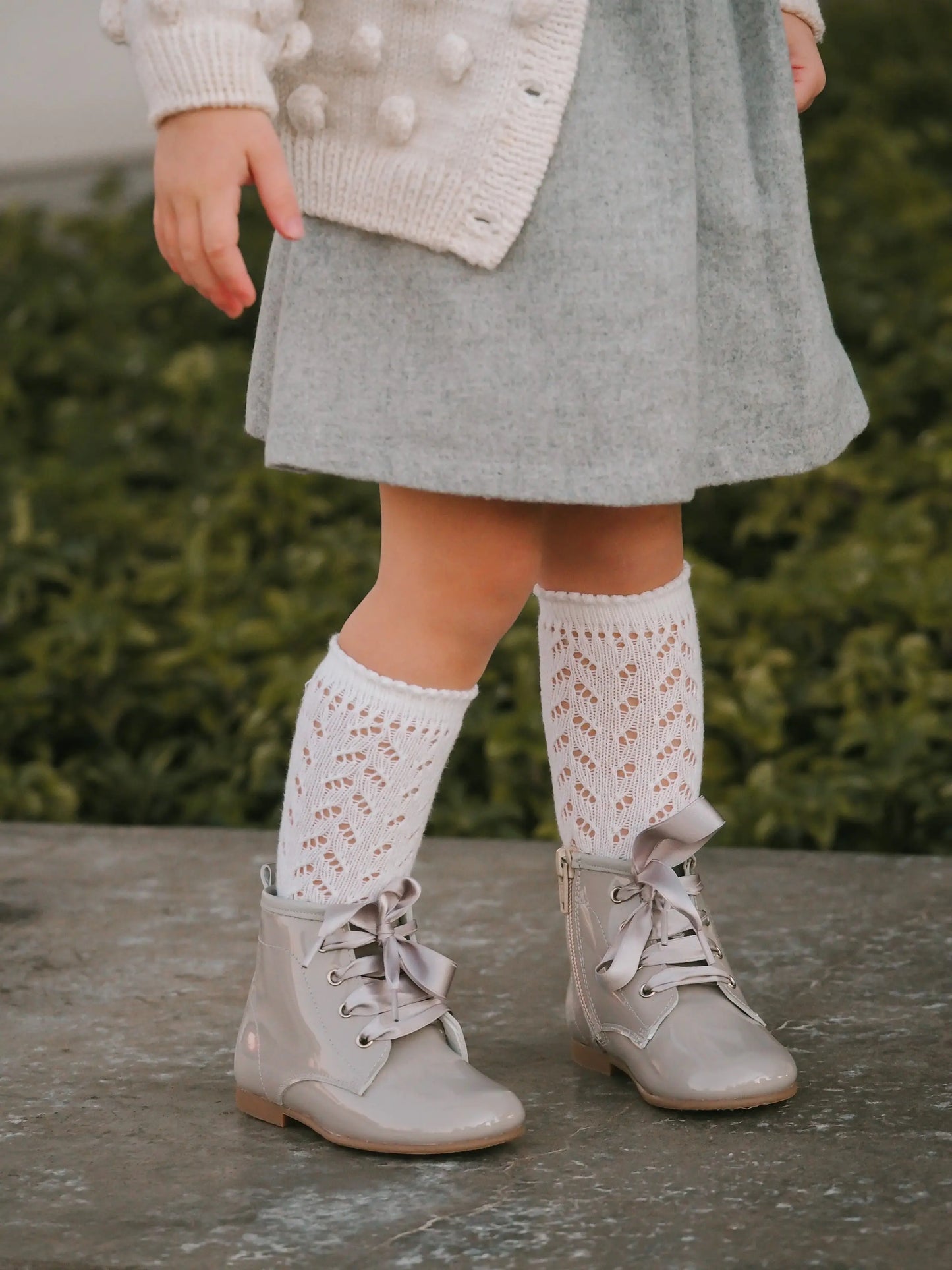 Celina - Grey Patent Leather Boots - Amati Steps