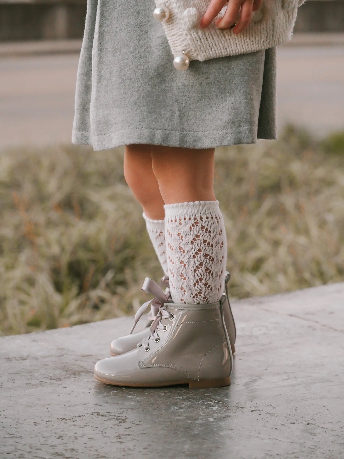 Celina - Grey Patent Leather Boots - Amati Steps