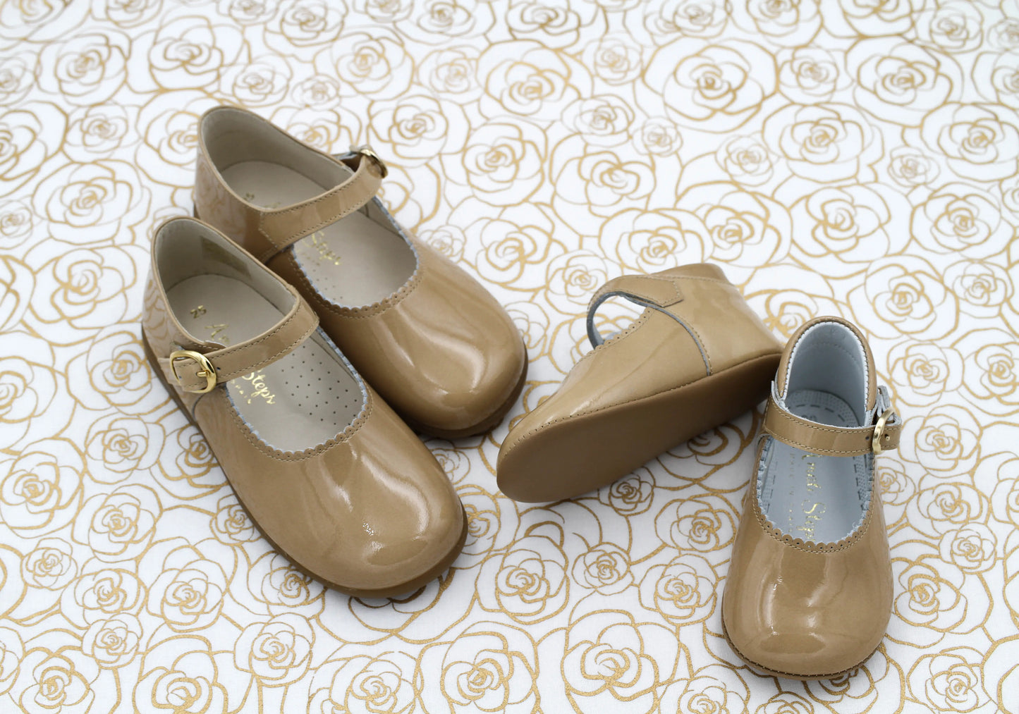 Chloe- Tan Patent Leather Baby Mary Jane Shoes - Amati Steps