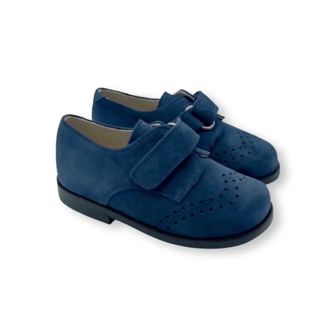 Christian- Navy Suede Boy Dress Shoes - Amati Steps