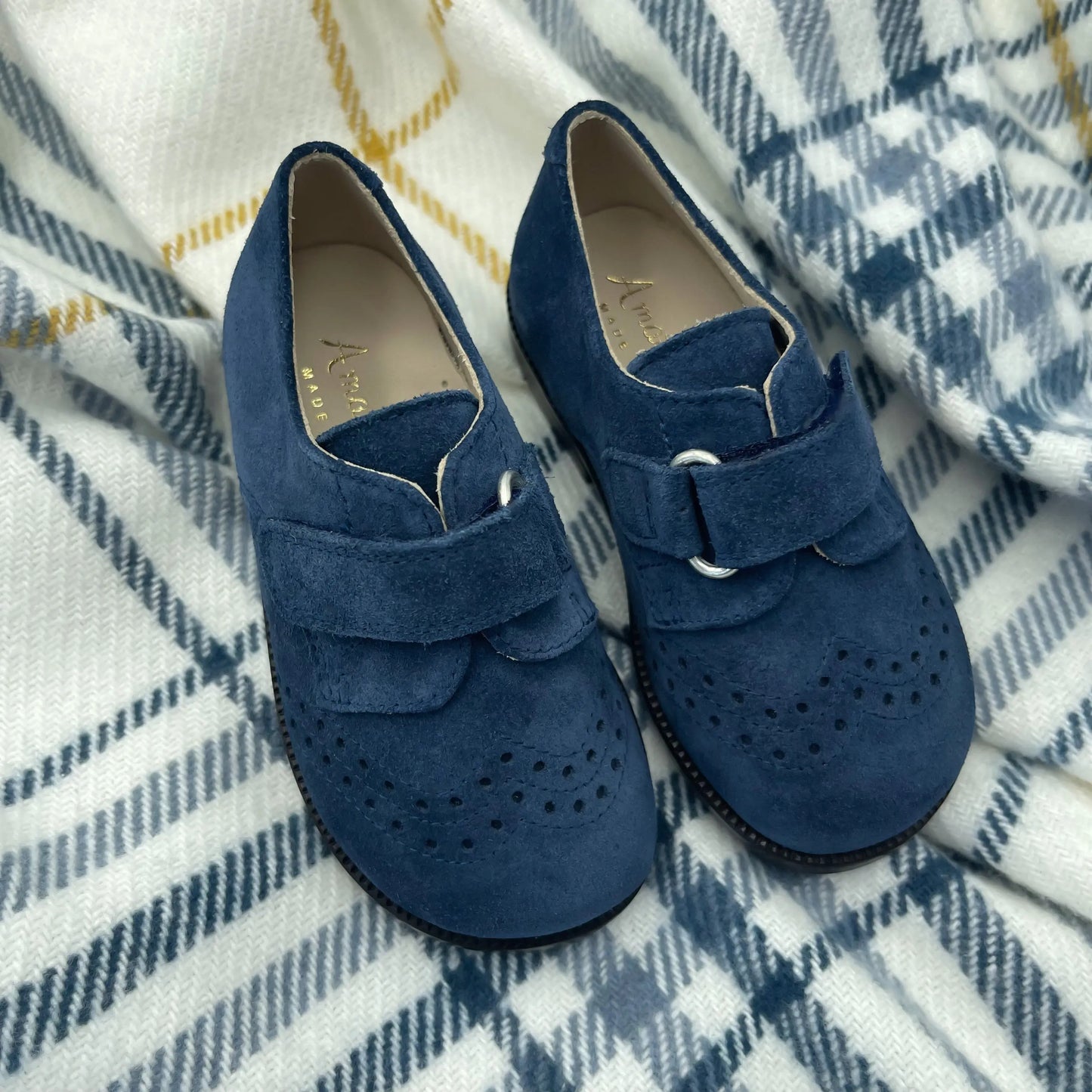 Christian- Navy Suede Boy Dress Shoes - Amati Steps