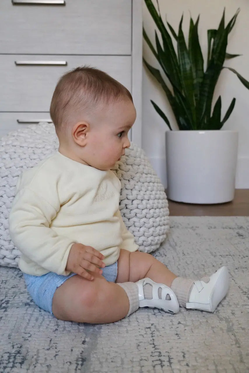 Cruz - White Patent Leather Baby Sandals - Amati Steps