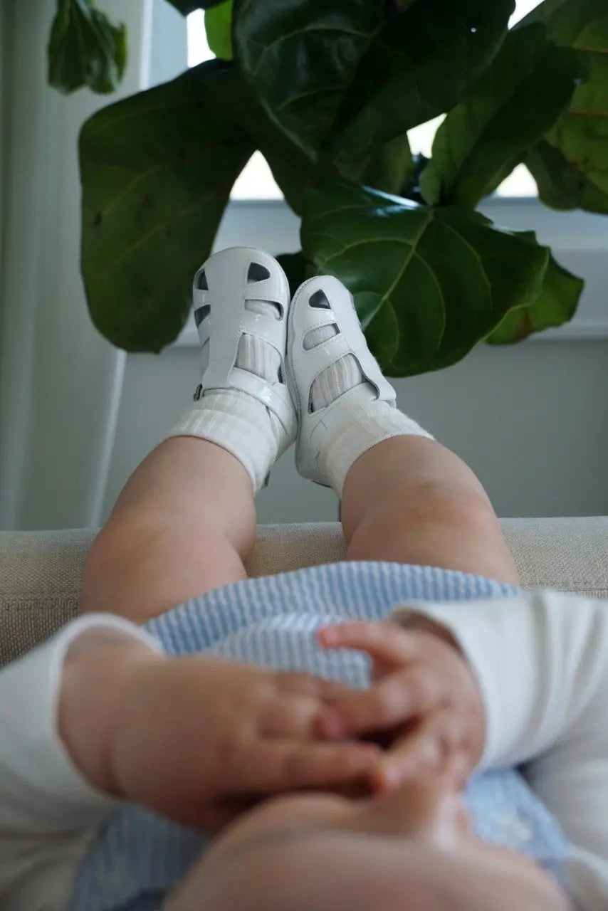 Cruz - White Patent Leather Baby Sandals - Amati Steps