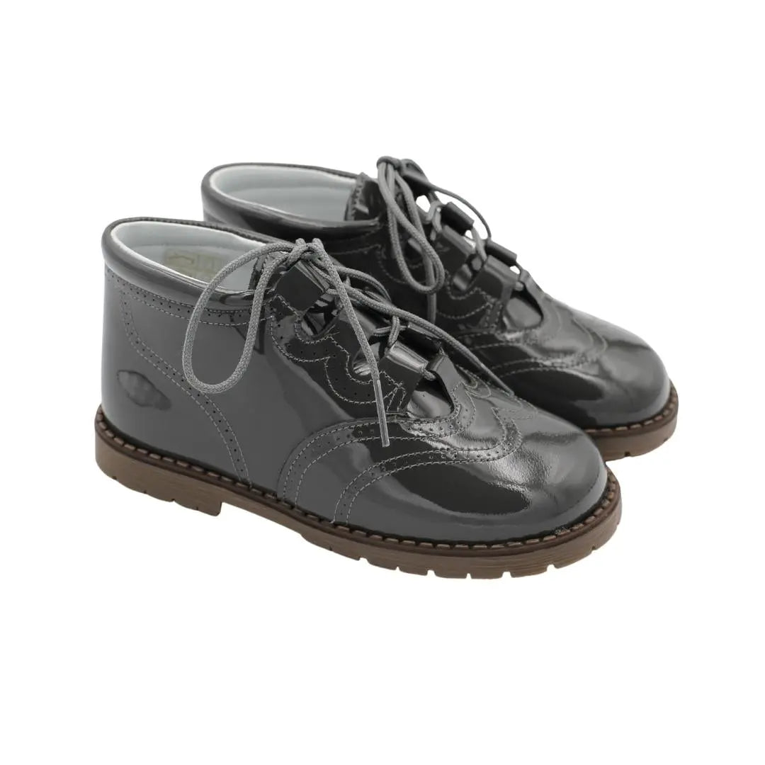 Diego- Grey Patent Leather Boy's Dress Boots - Amati Steps