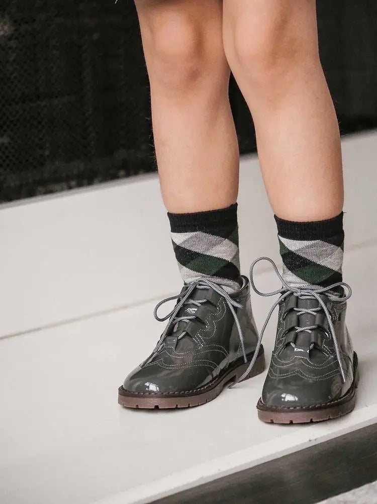 Diego- Grey Patent Leather Boy's Dress Boots - Amati Steps