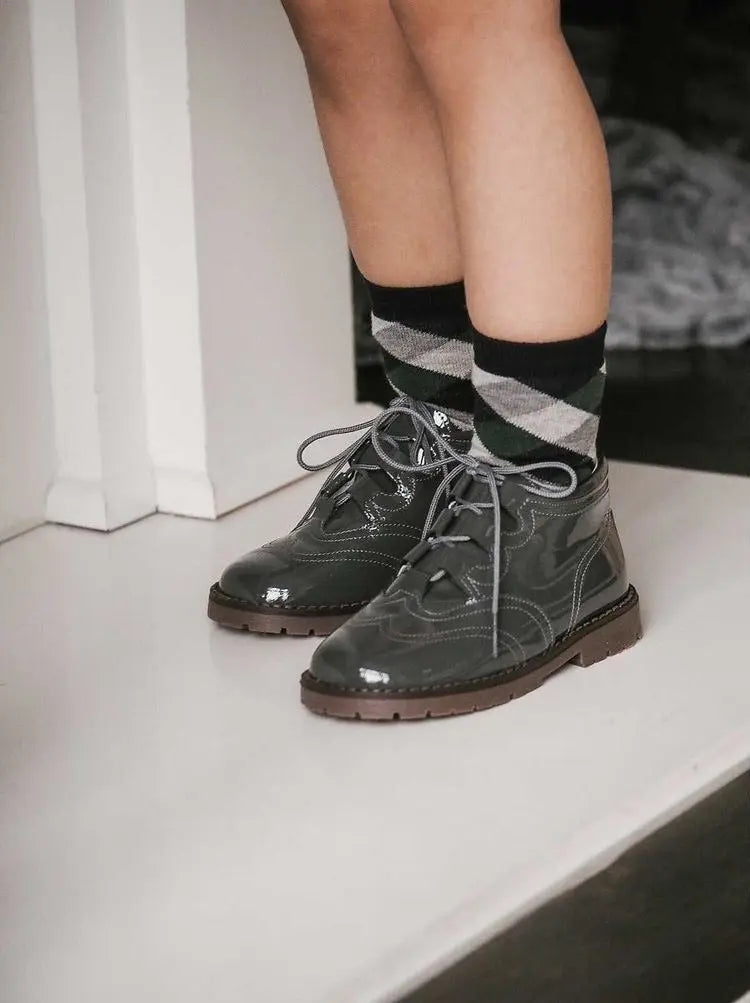 Diego- Grey Patent Leather Boy's Dress Boots - Amati Steps