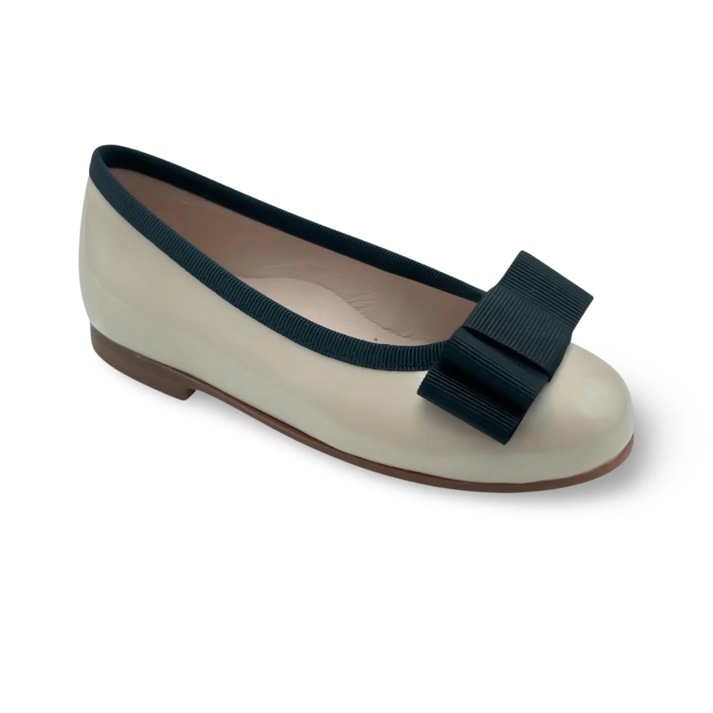 Emma- Ivory Patent Leather Ballerina Flat Shoes - Amati Steps