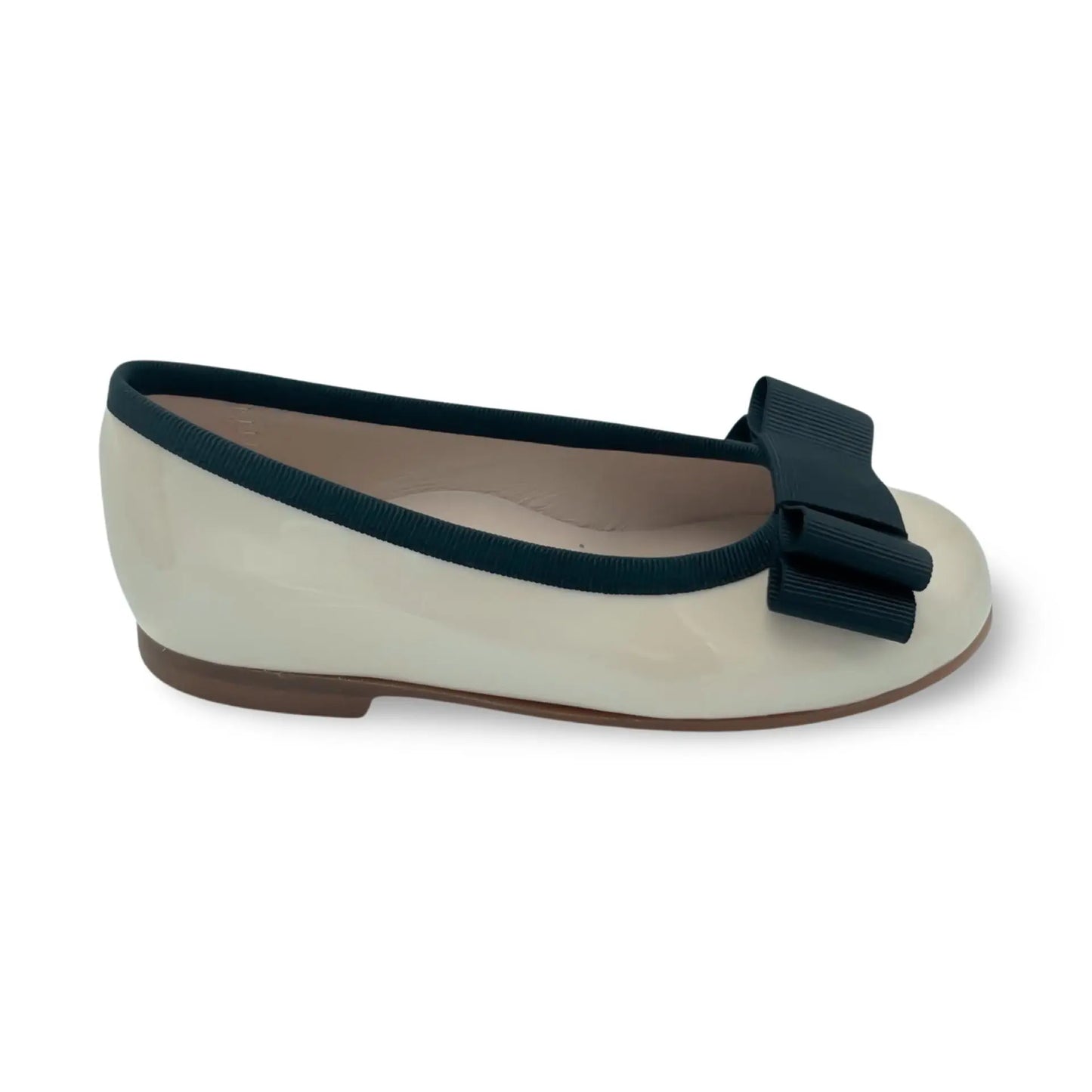 Emma- Ivory Patent Leather Ballerina Flat Shoes - Amati Steps