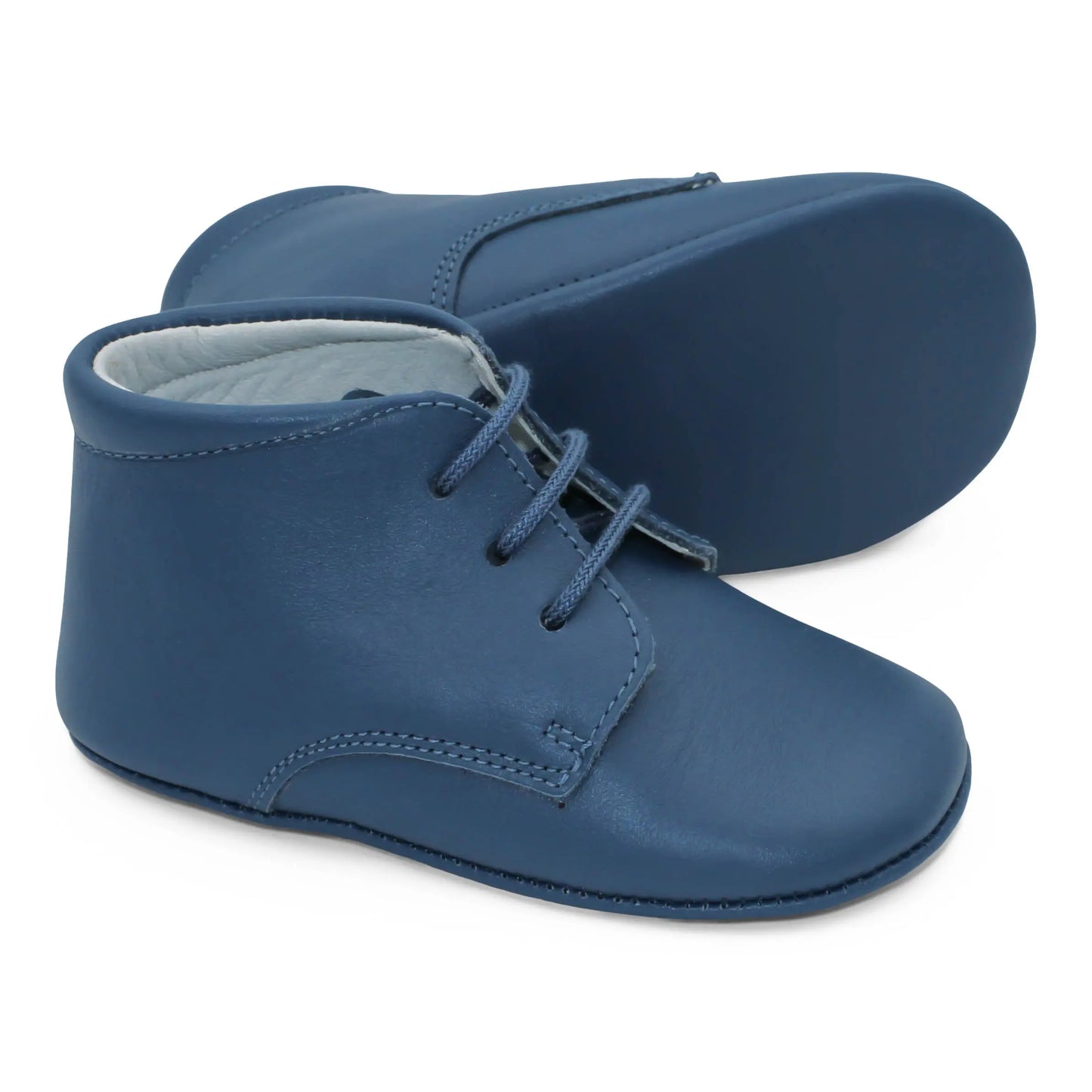 Gabriel- Navy Leather Baby Booties - Amati Steps