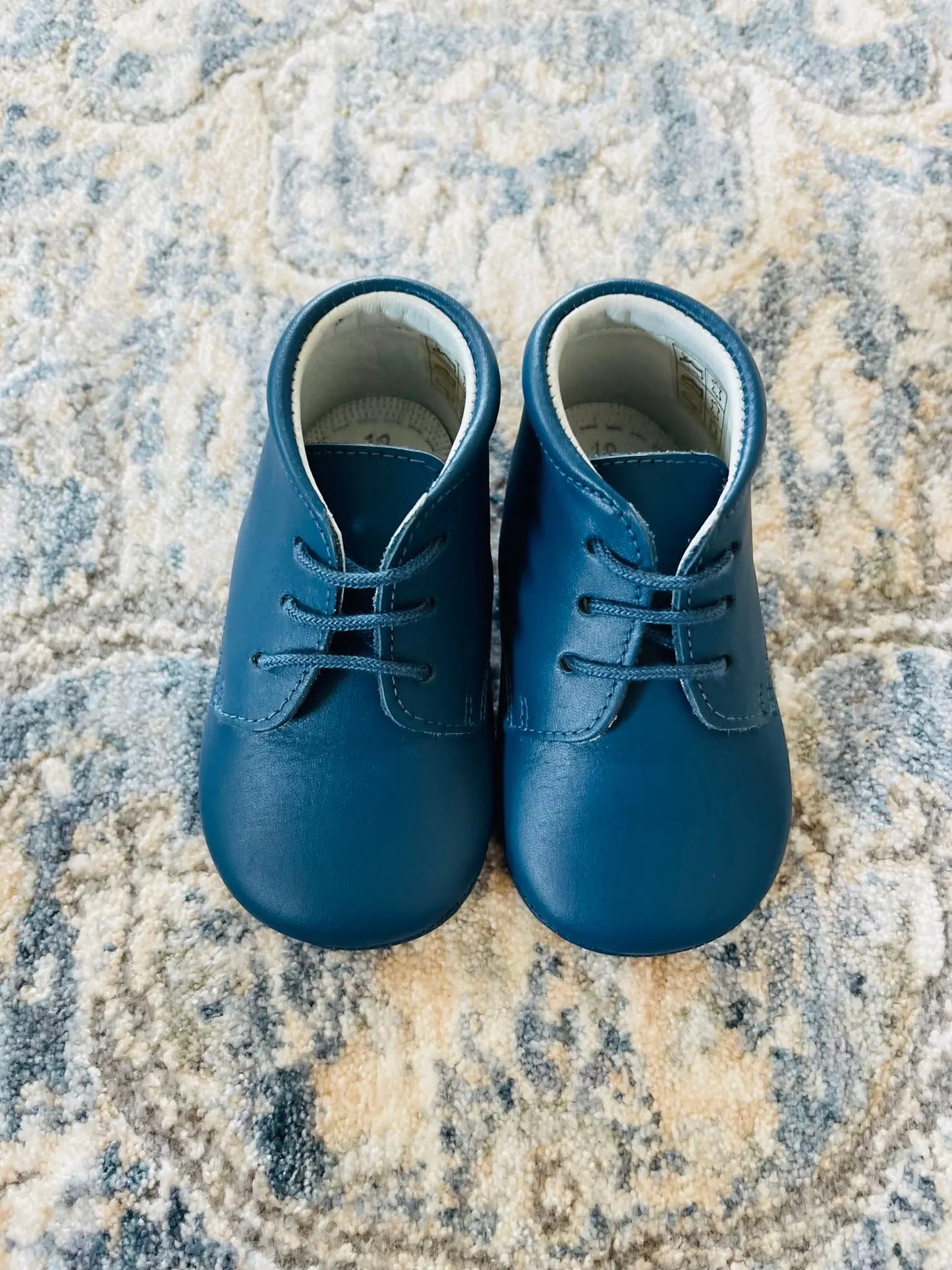 Gabriel- Navy Leather Baby Booties - Amati Steps