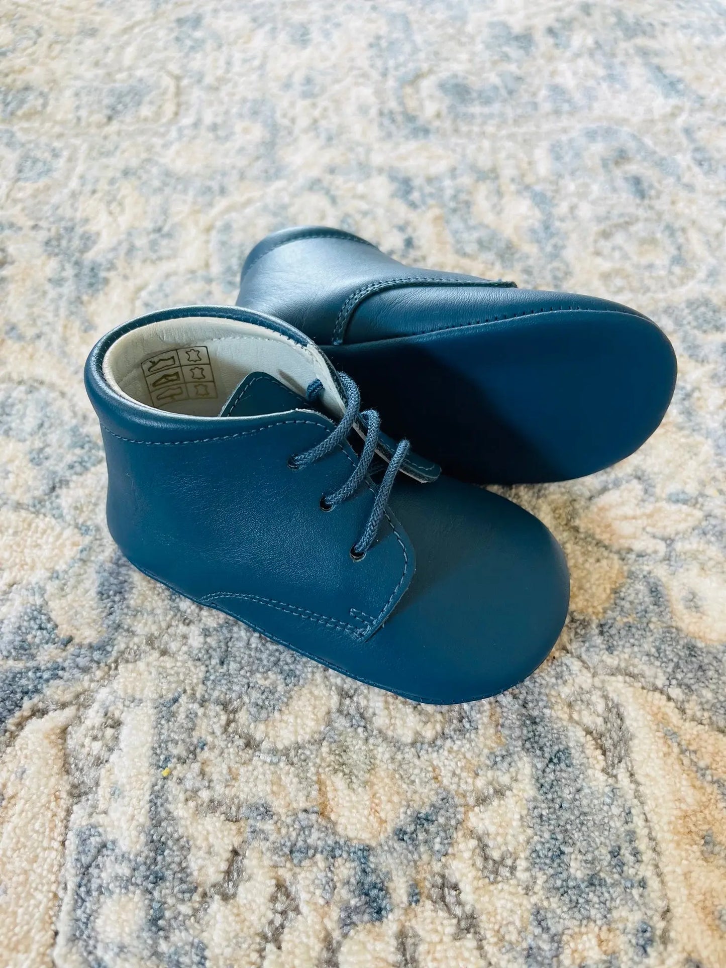 Gabriel- Navy Leather Baby Booties - Amati Steps