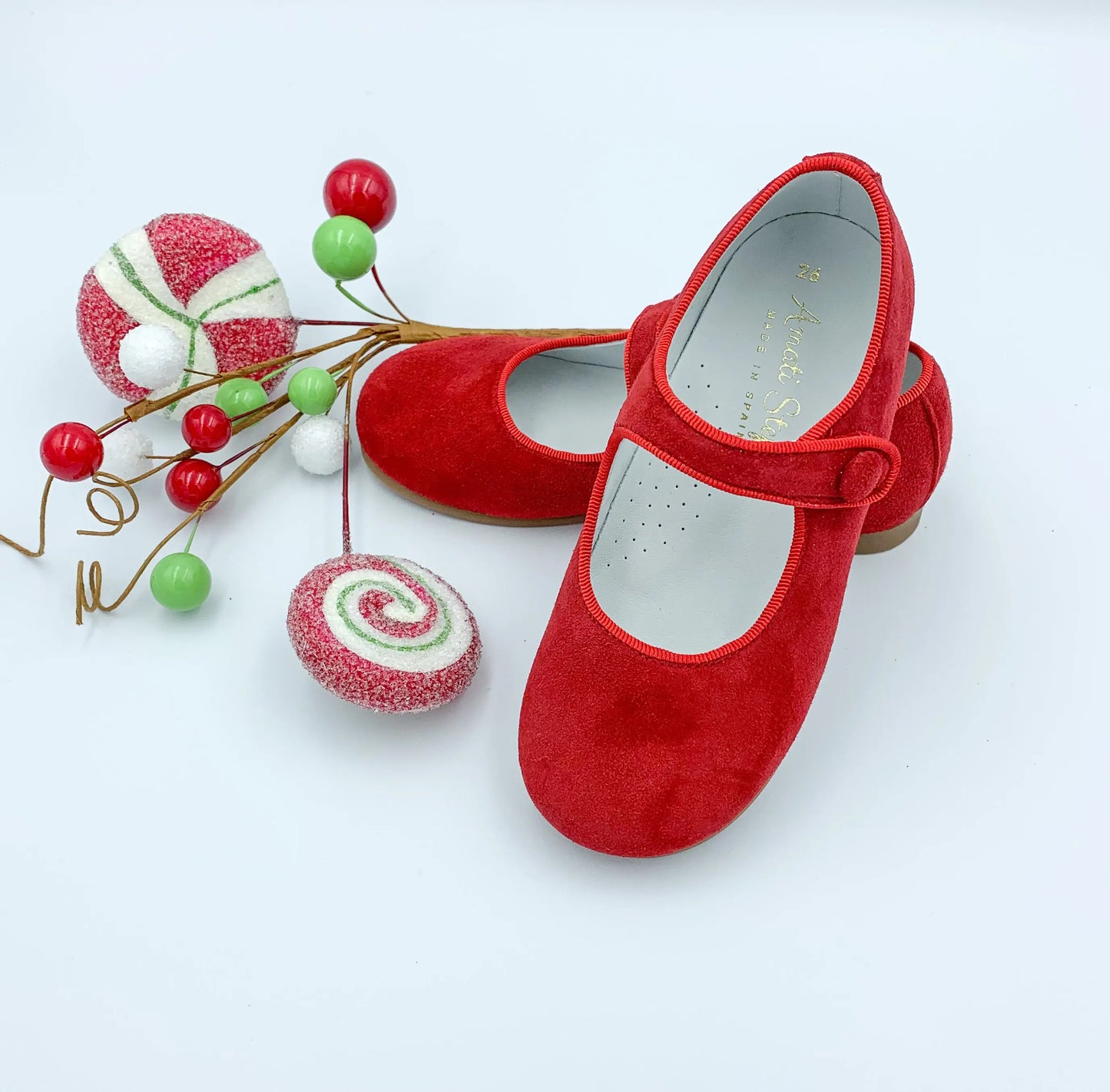 Giselle- Red Suede Mary Jane Shoes - Amati Steps
