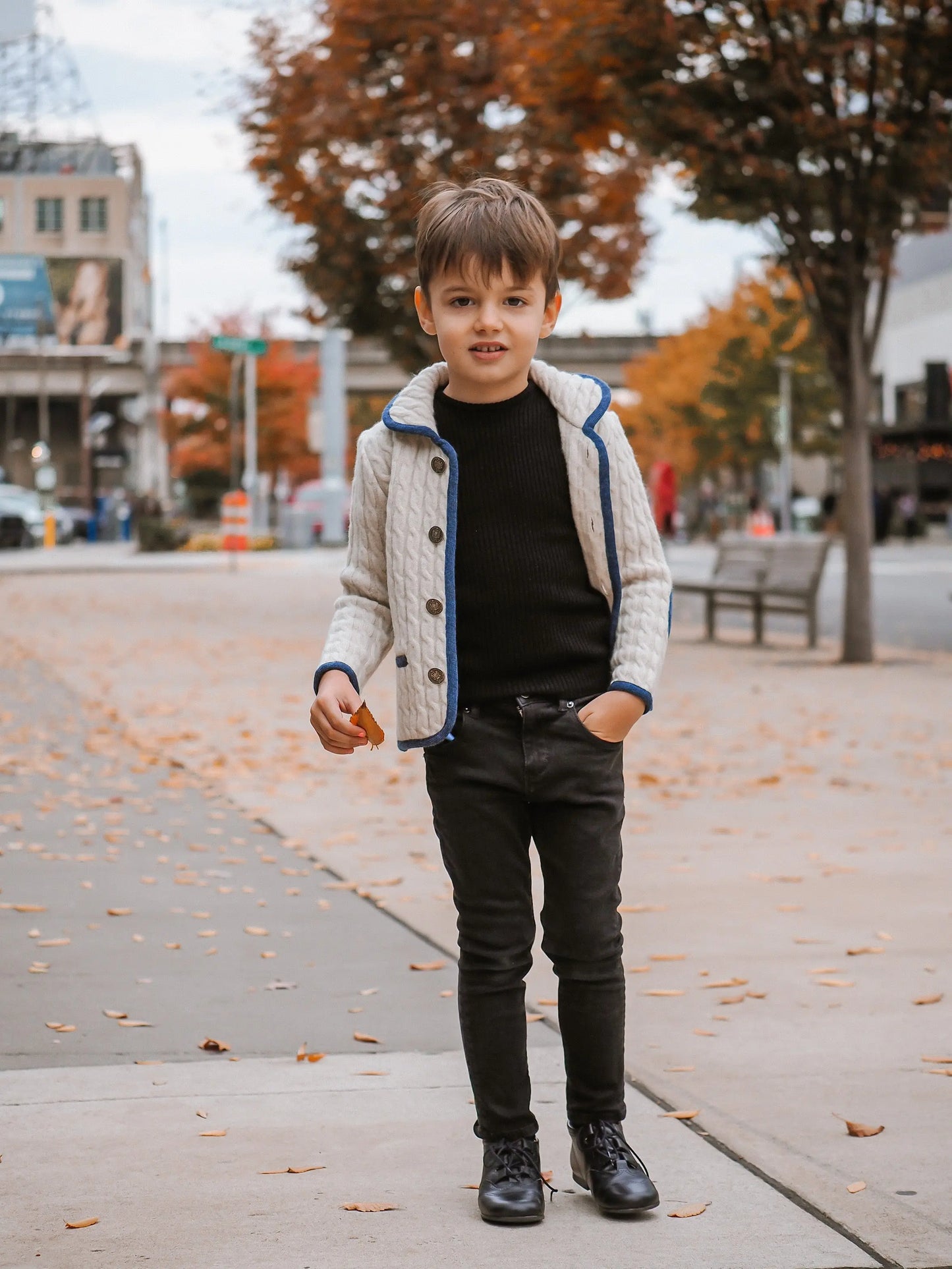 Henry- Dark Navy Leather Boy Boots - Amati Steps