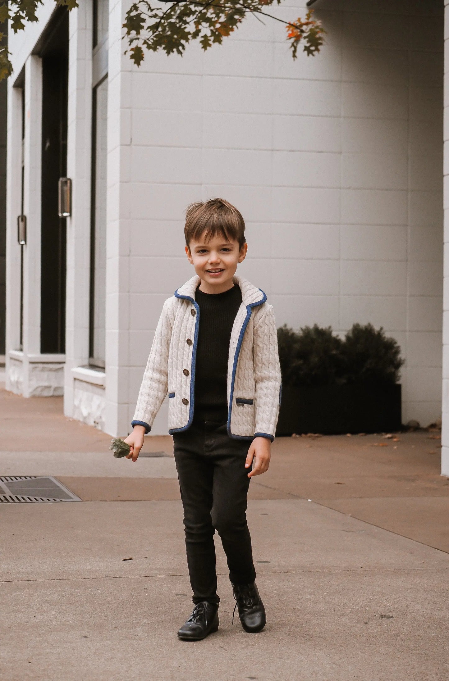 Henry- Dark Navy Leather Boy Boots - Amati Steps